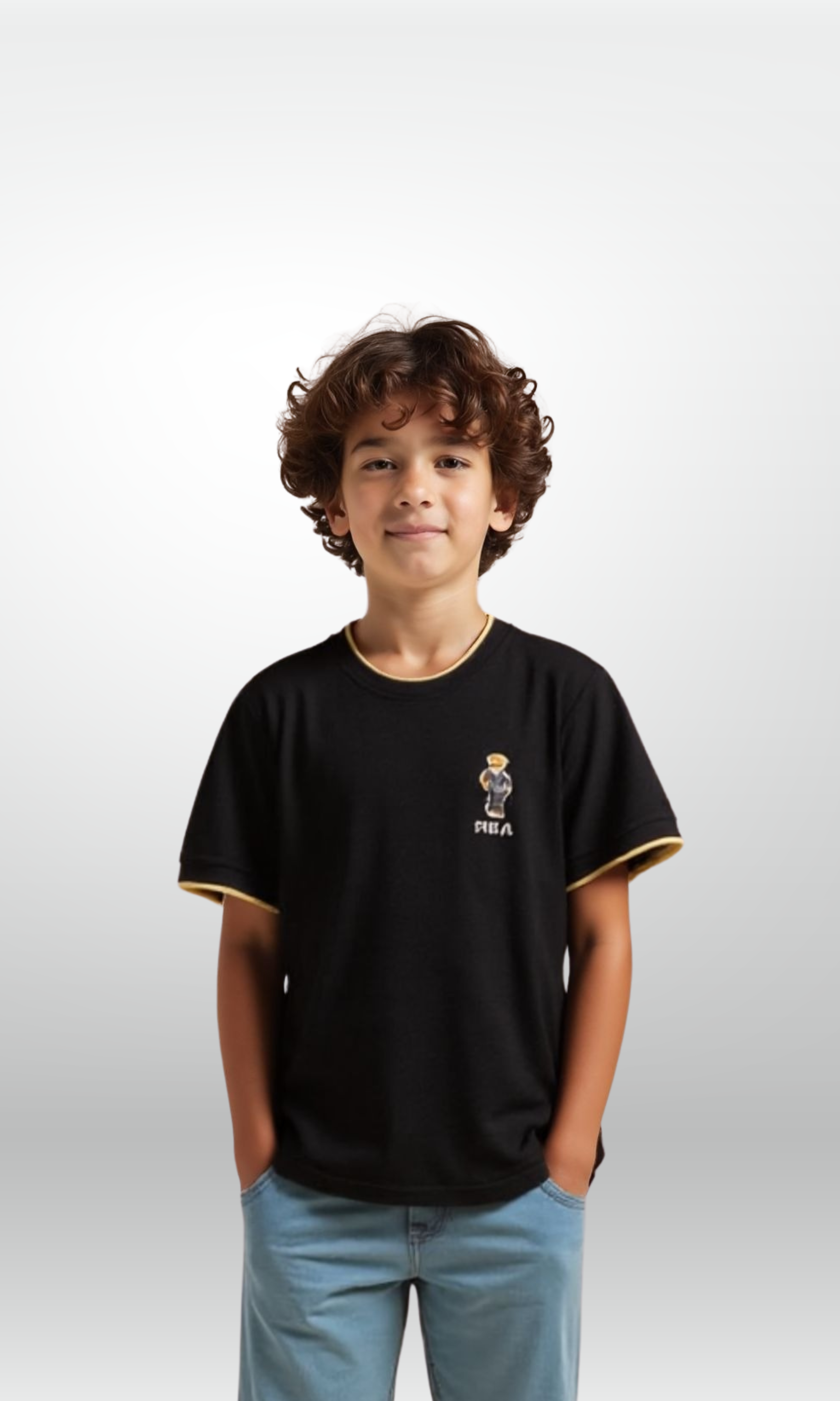 Kids Crew Neck Jersey T-Shirt (Black)