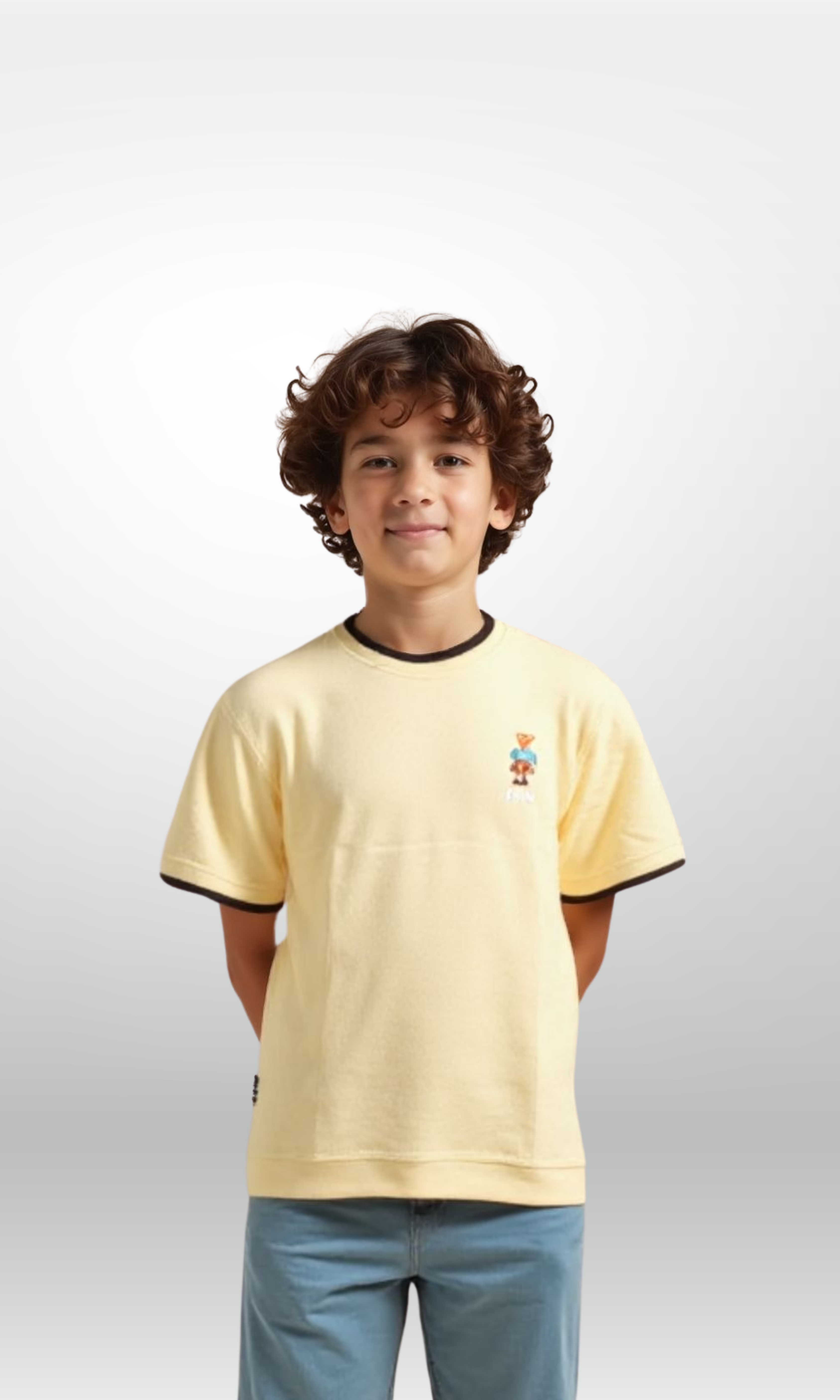 Kids Crew Neck Jersey T-Shirt (Yellow)