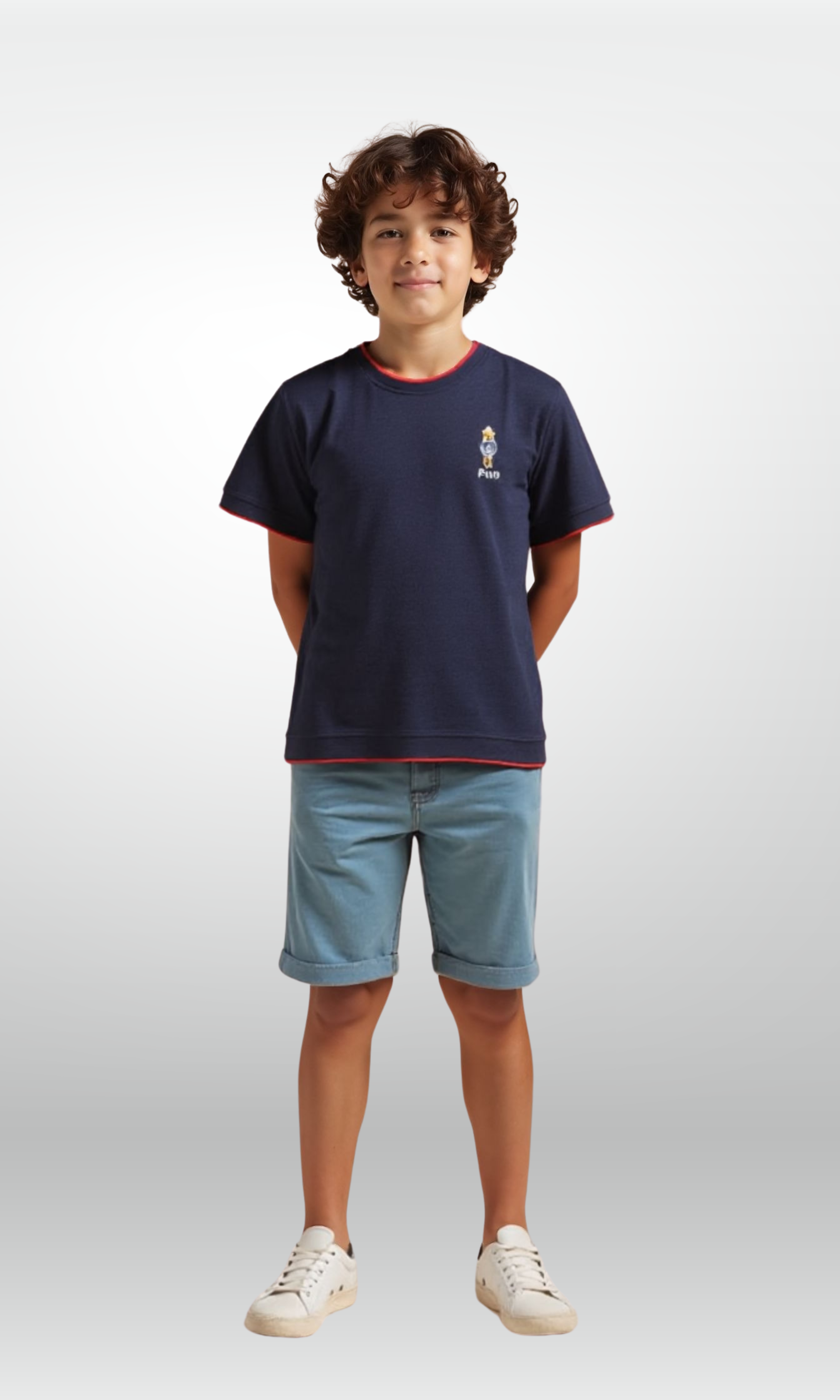 Kids Crew Neck Jersey T-Shirt (Navy Blue)
