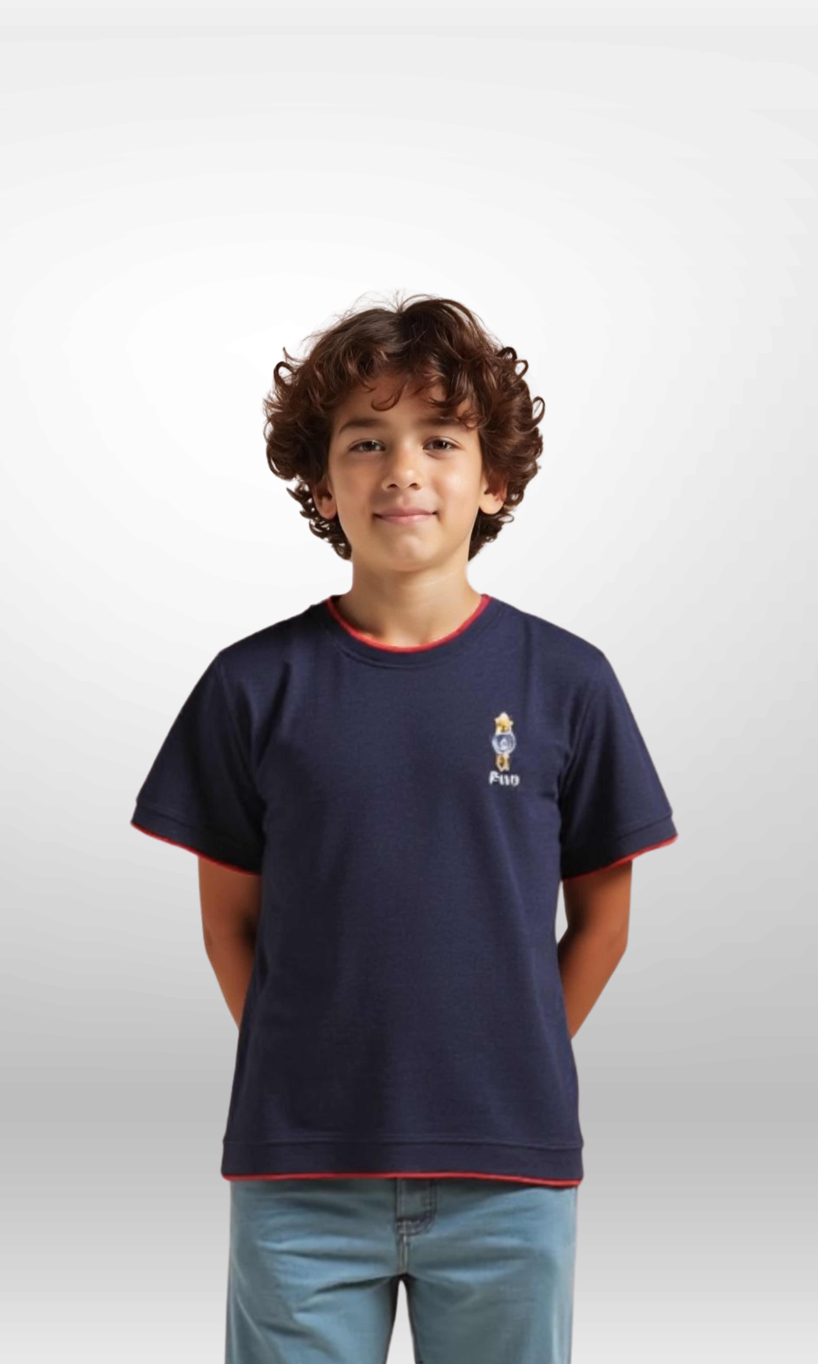 Kids Crew Neck Jersey T-Shirt (Navy Blue)