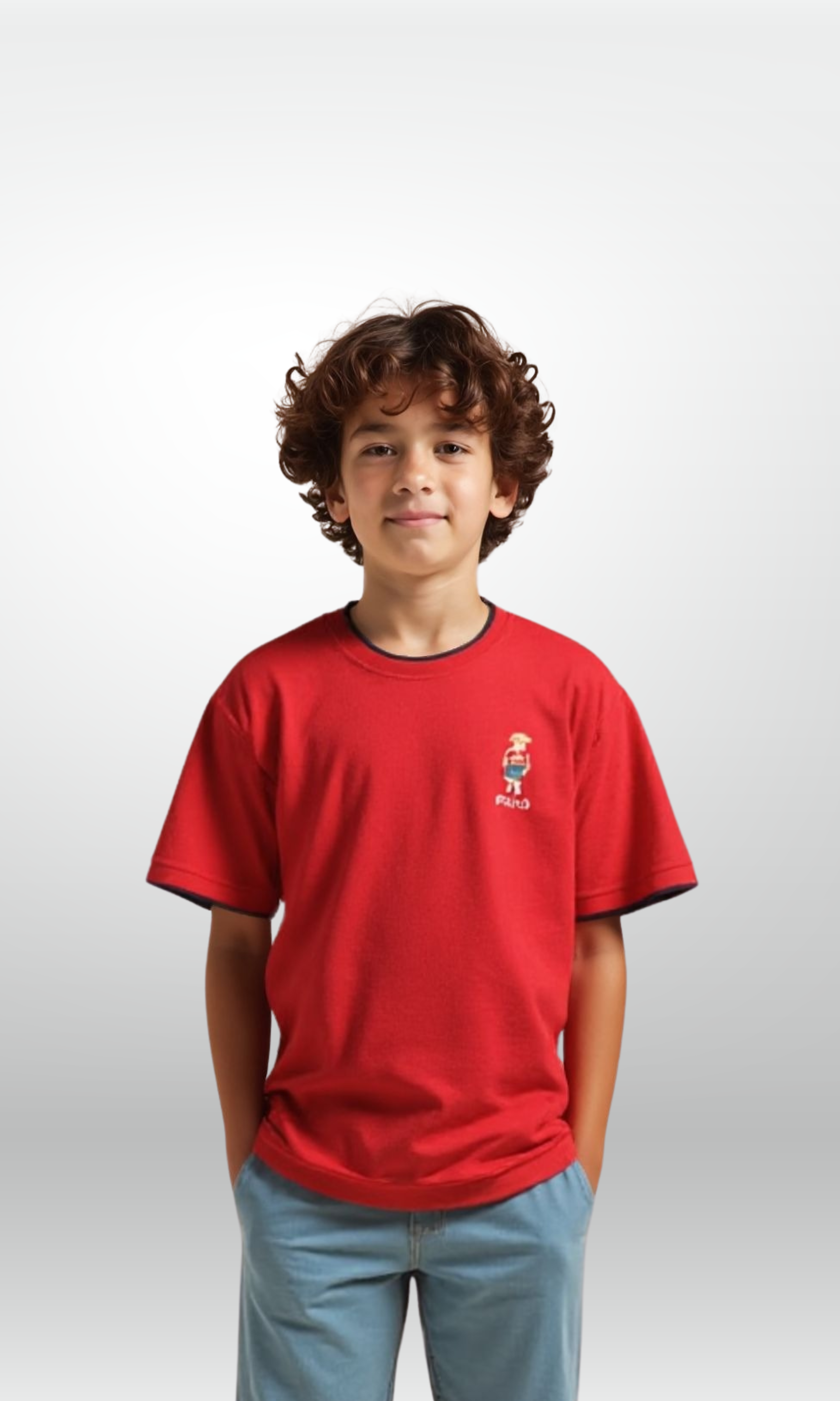 Kids Crew Neck Jersey T-Shirt (Red)