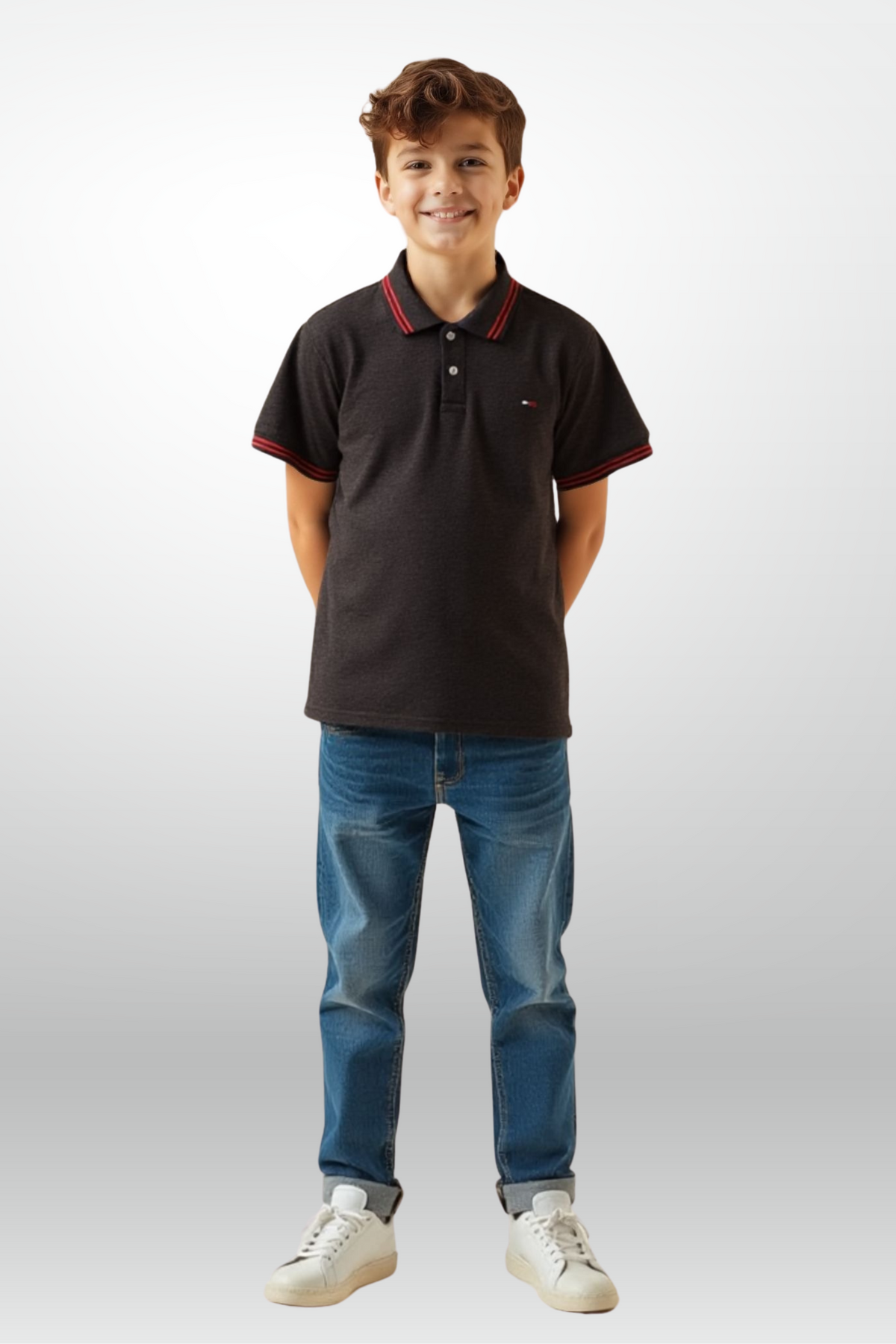 Kids Polo Shirt in Regular Fit (Black)