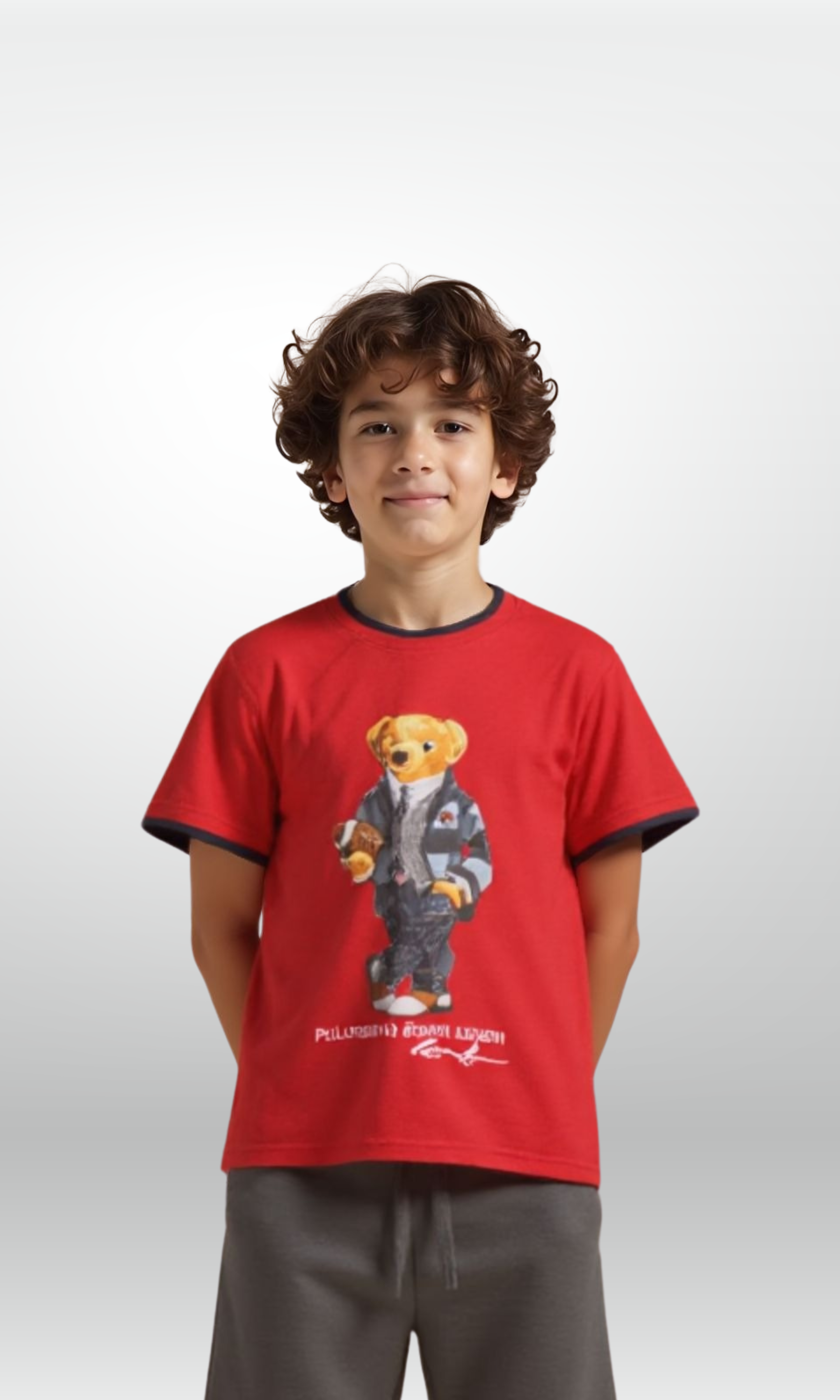 Kids Polo Bear Cotton Jersey T-Shirt (Red)