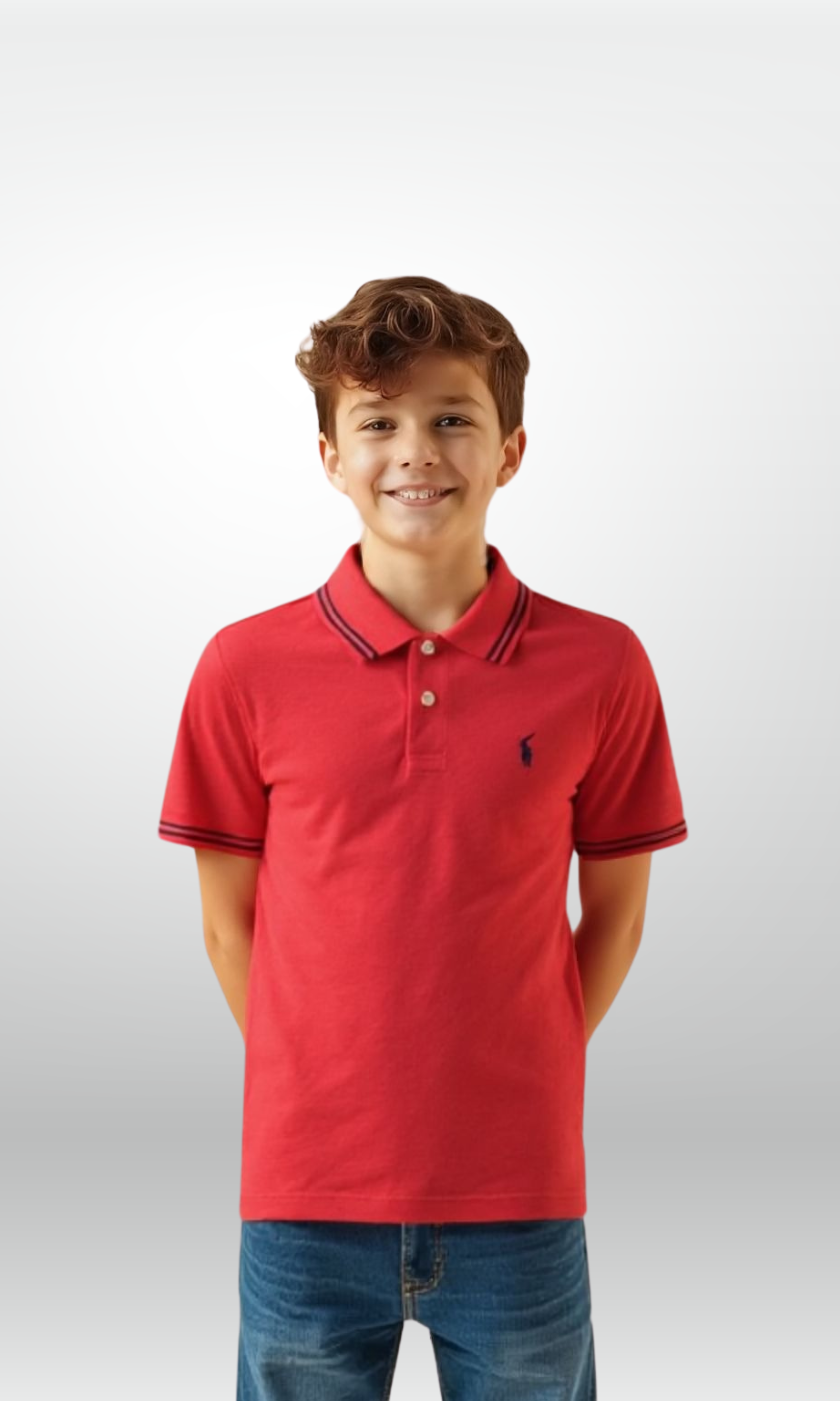 Kids Cotton Mesh Polo T-Shirt (Red)
