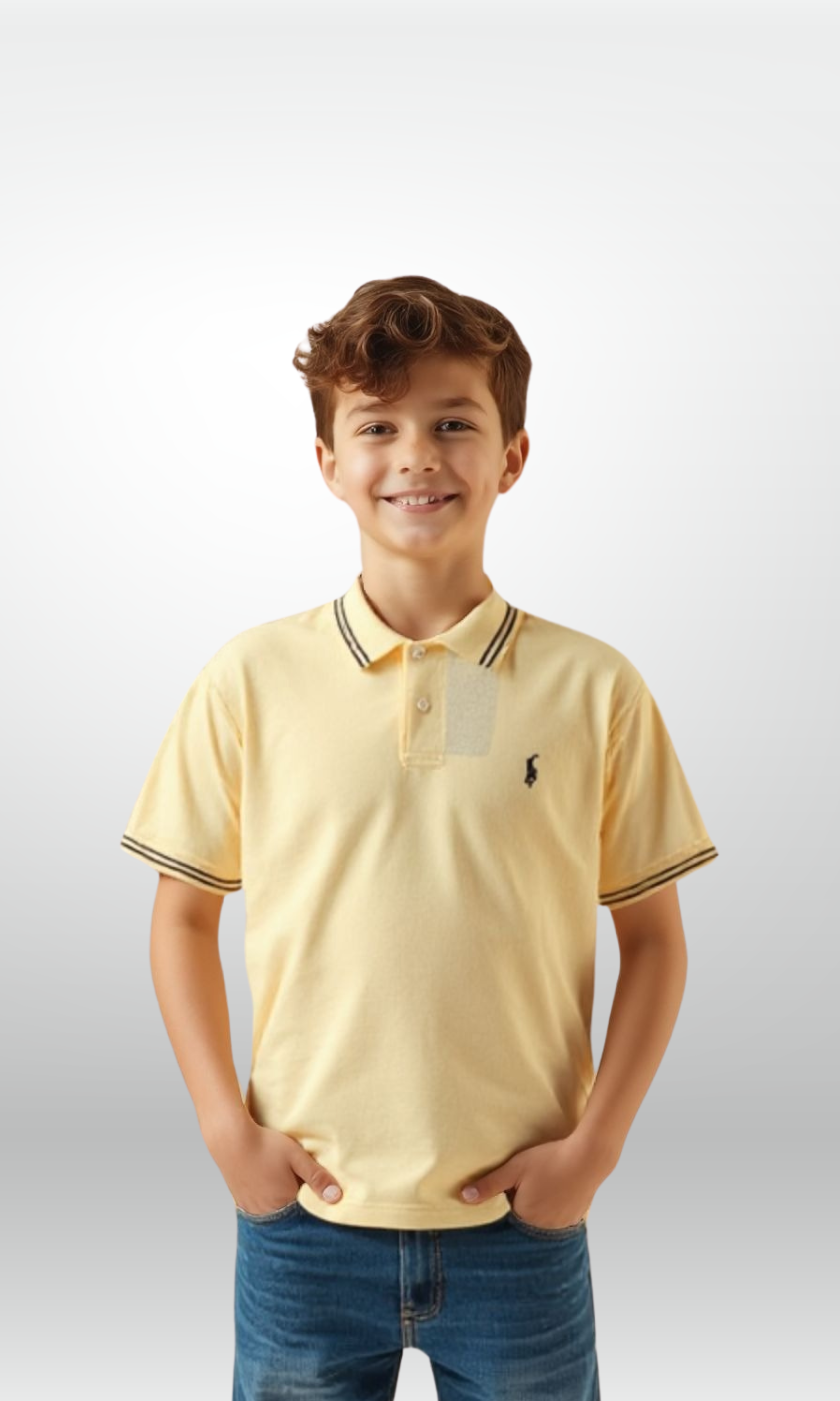Kids Cotton Mesh Polo T-Shirt (Yellow)