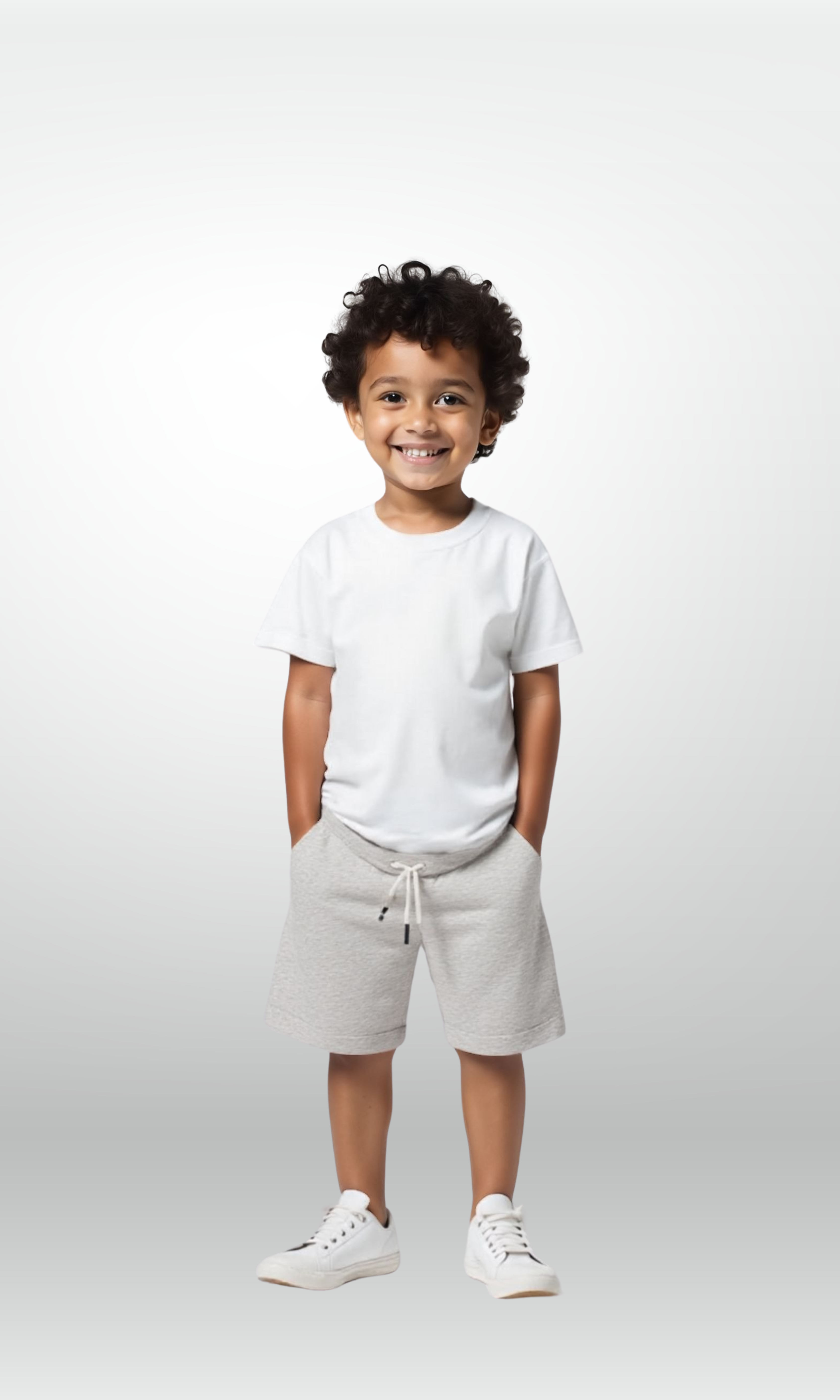 Kids Basic Shorts Slim Fit (Light Grey)