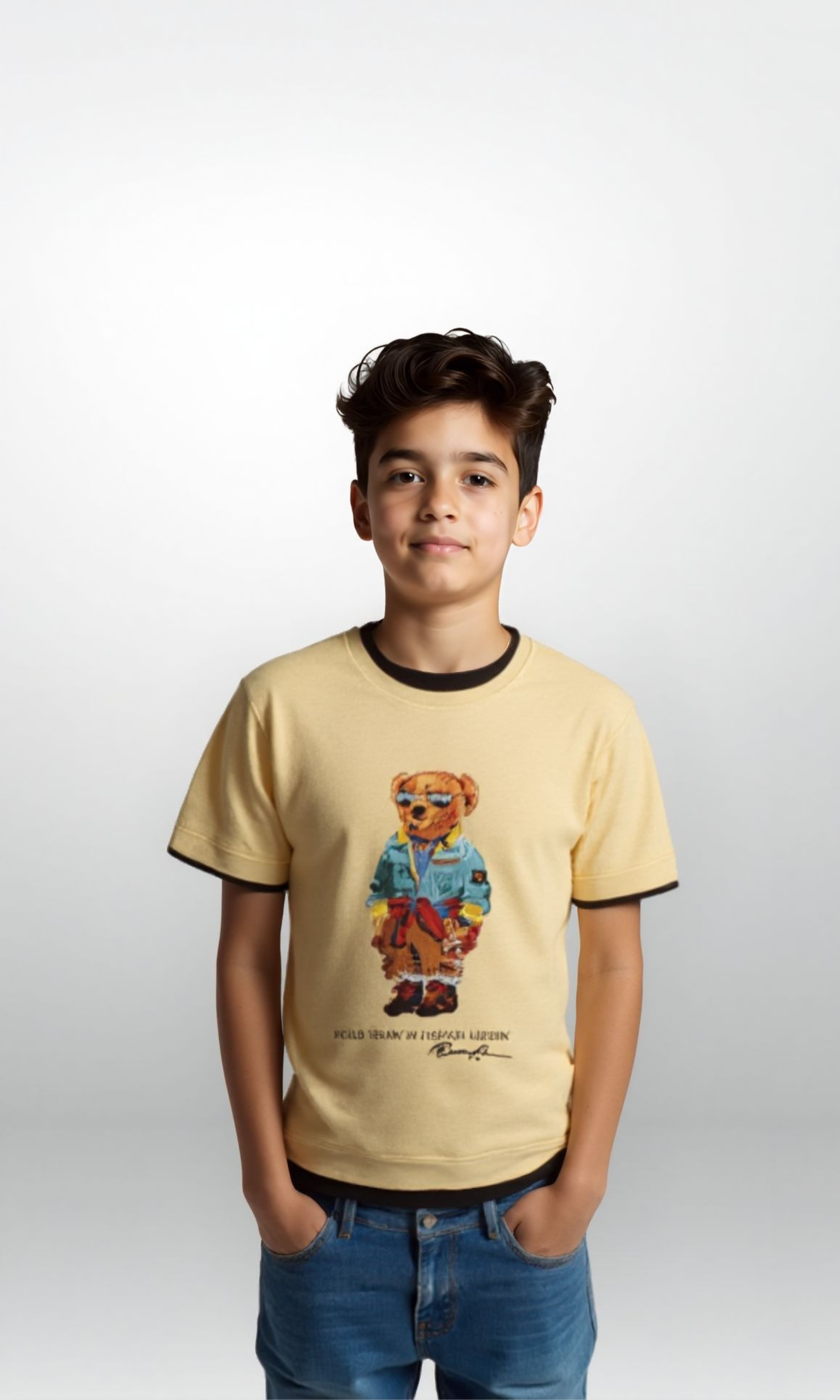 Kids Polo Bear Cotton Jersey T-Shirt (Yellow)