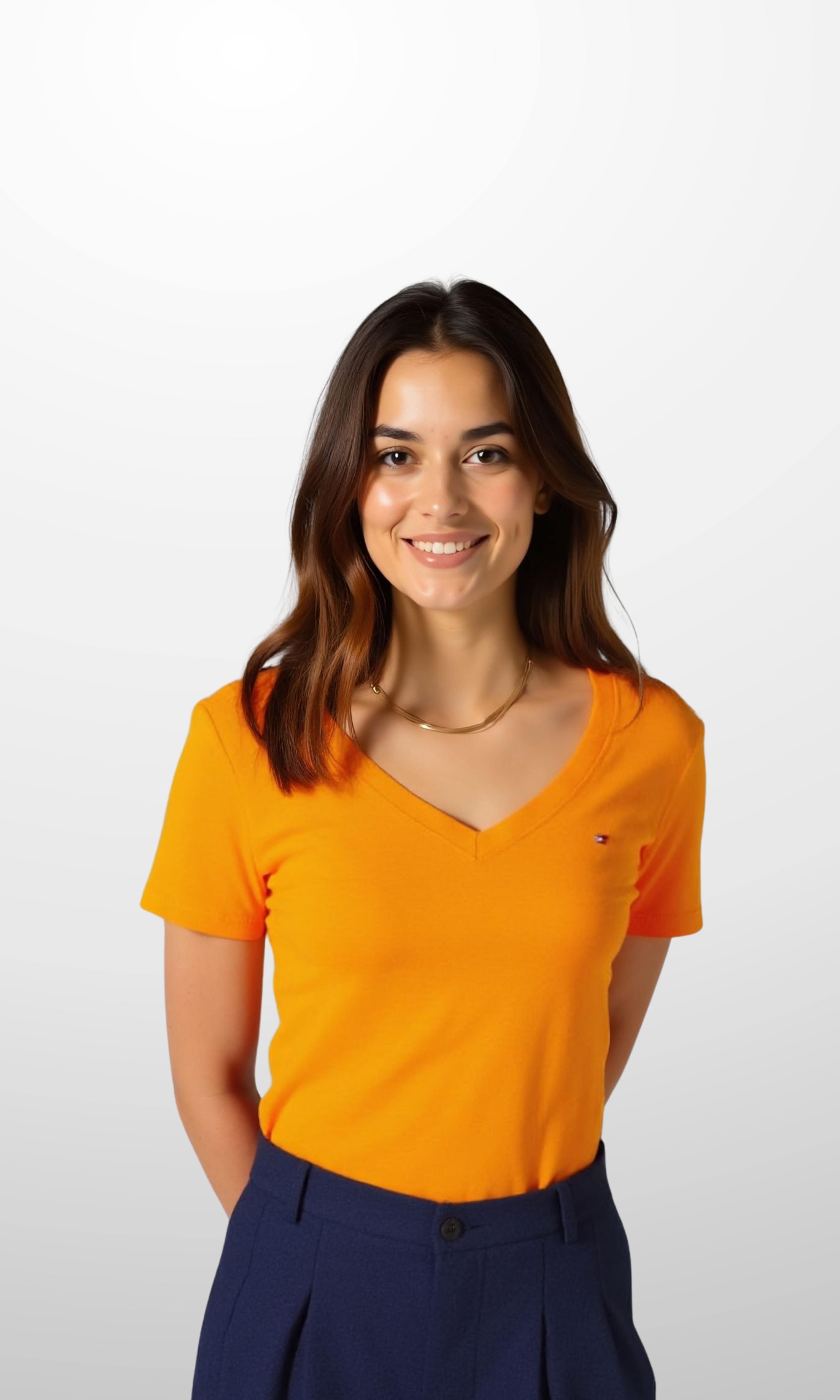 [Original] Women Modern V-Neck Plain T-Shirt (Mustard)