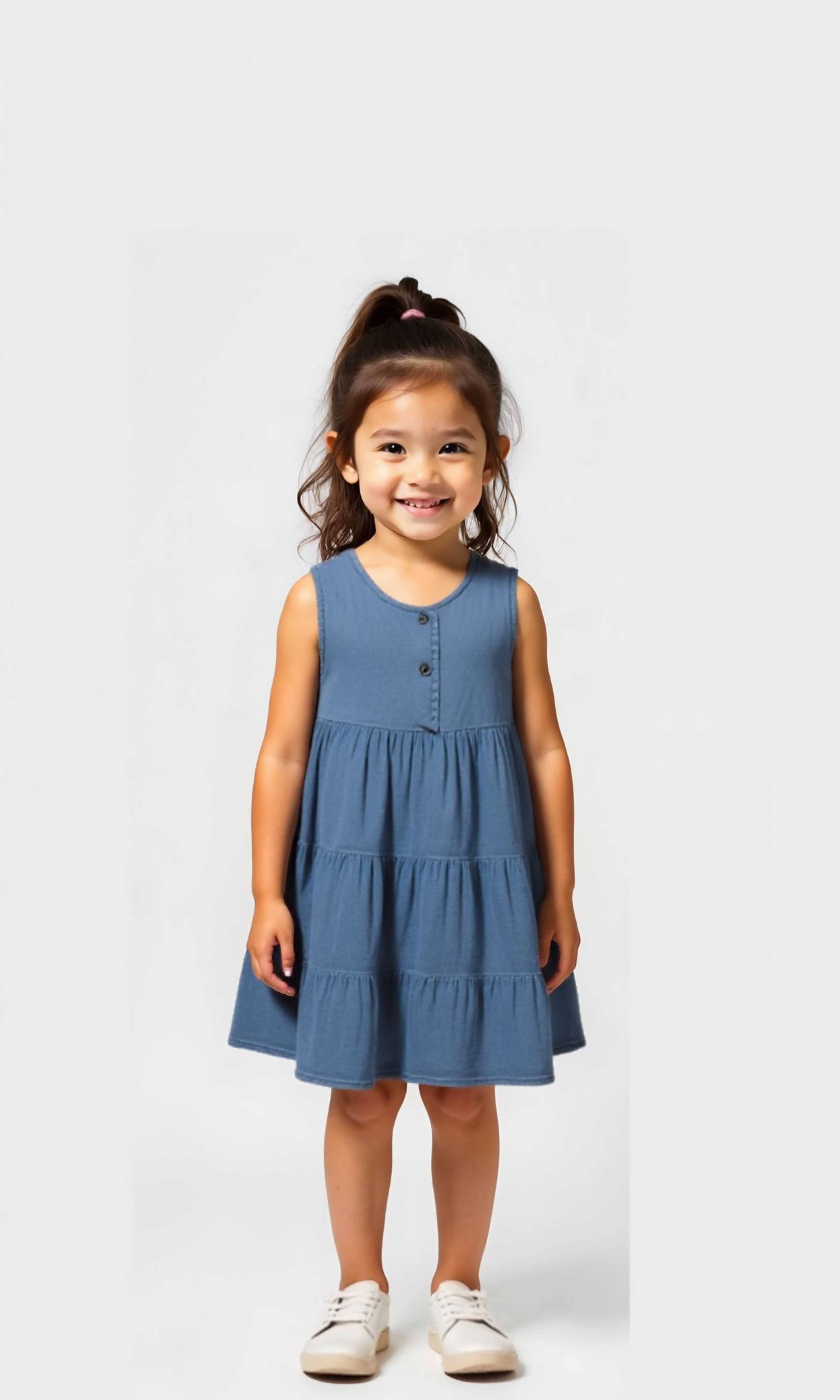 Girls Curves Denim Dress (Light Blue)