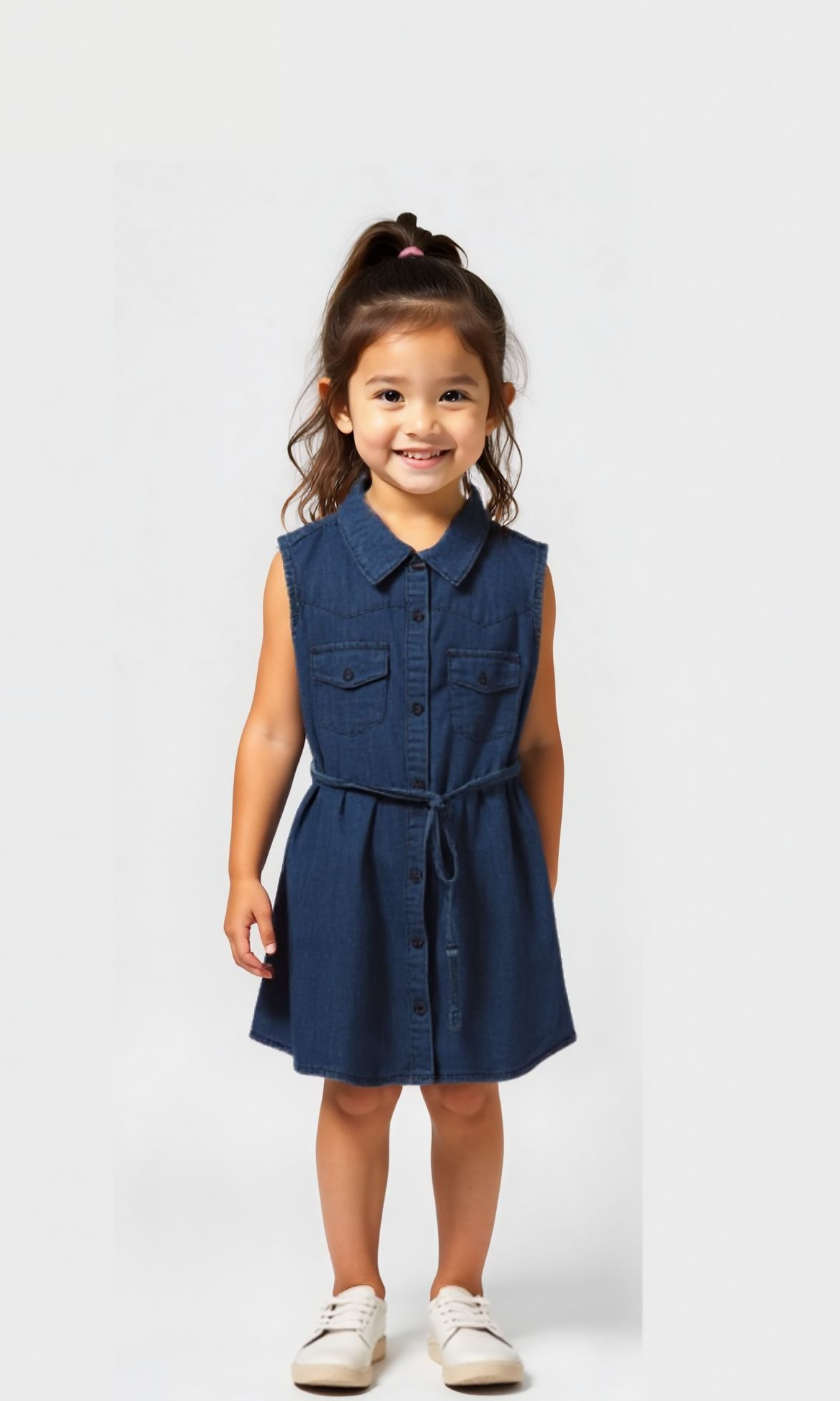 Girls Sleeveless Denim Shirt Dress (Jeans)