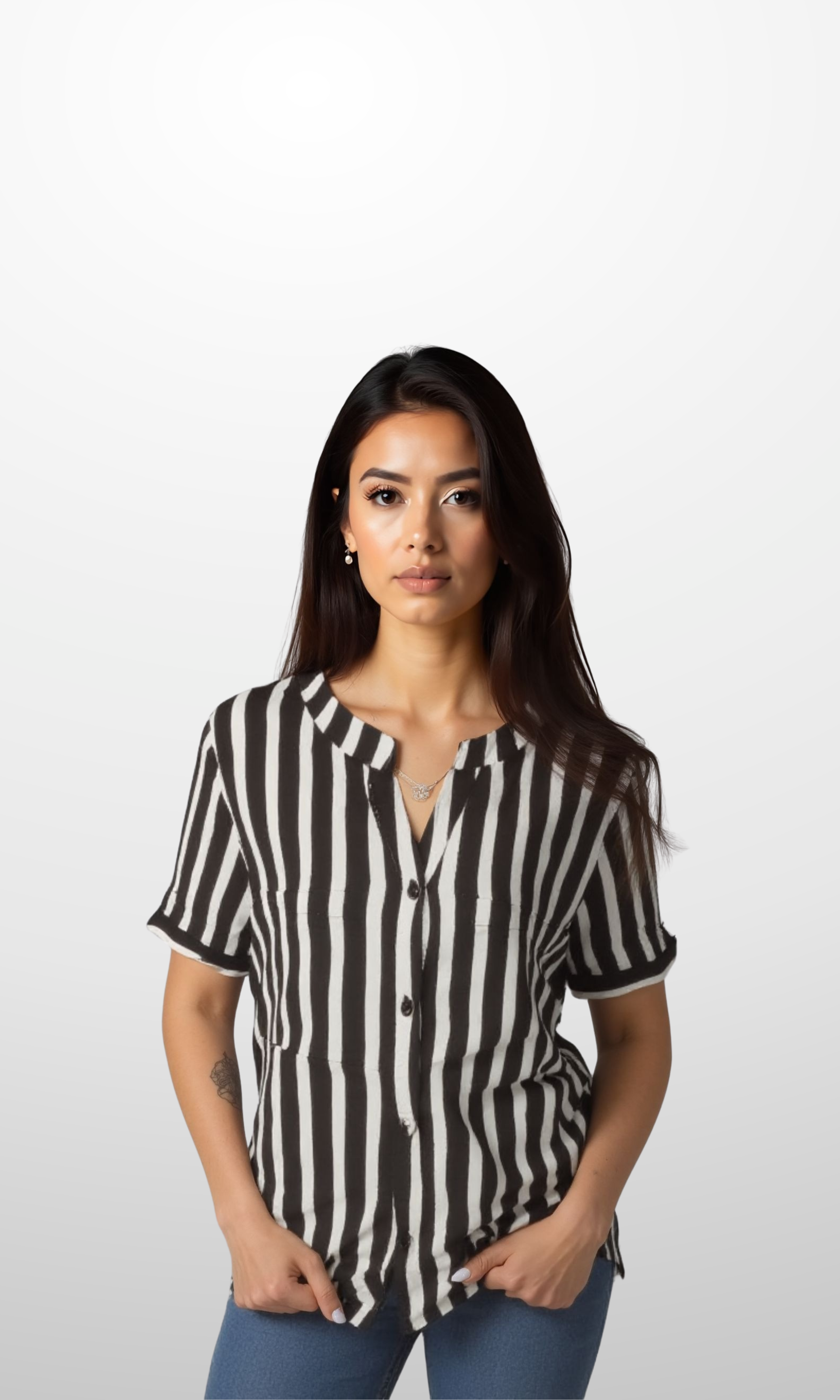 Women Striped Shirt (Black*White)