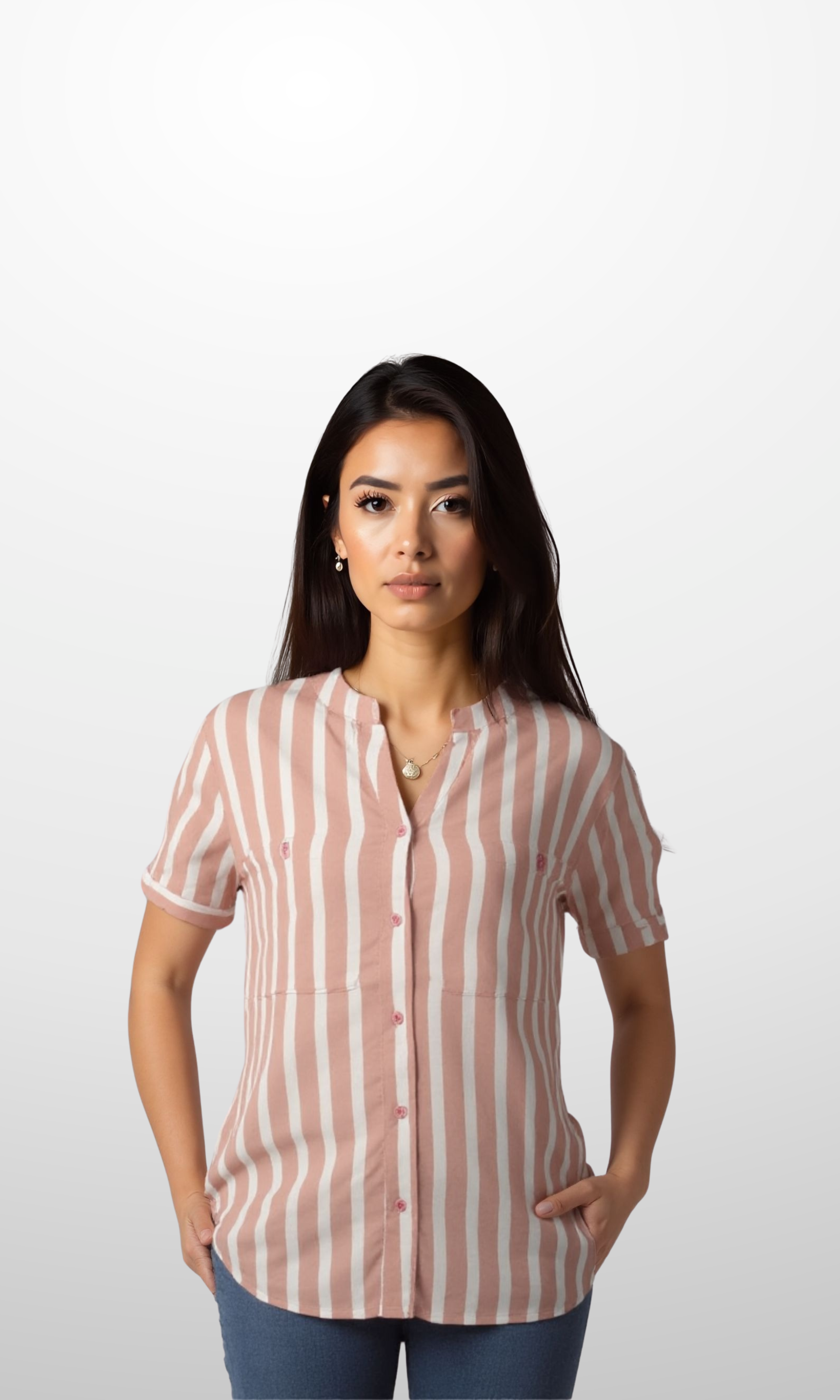 Women Striped Shirt (Pink*White)