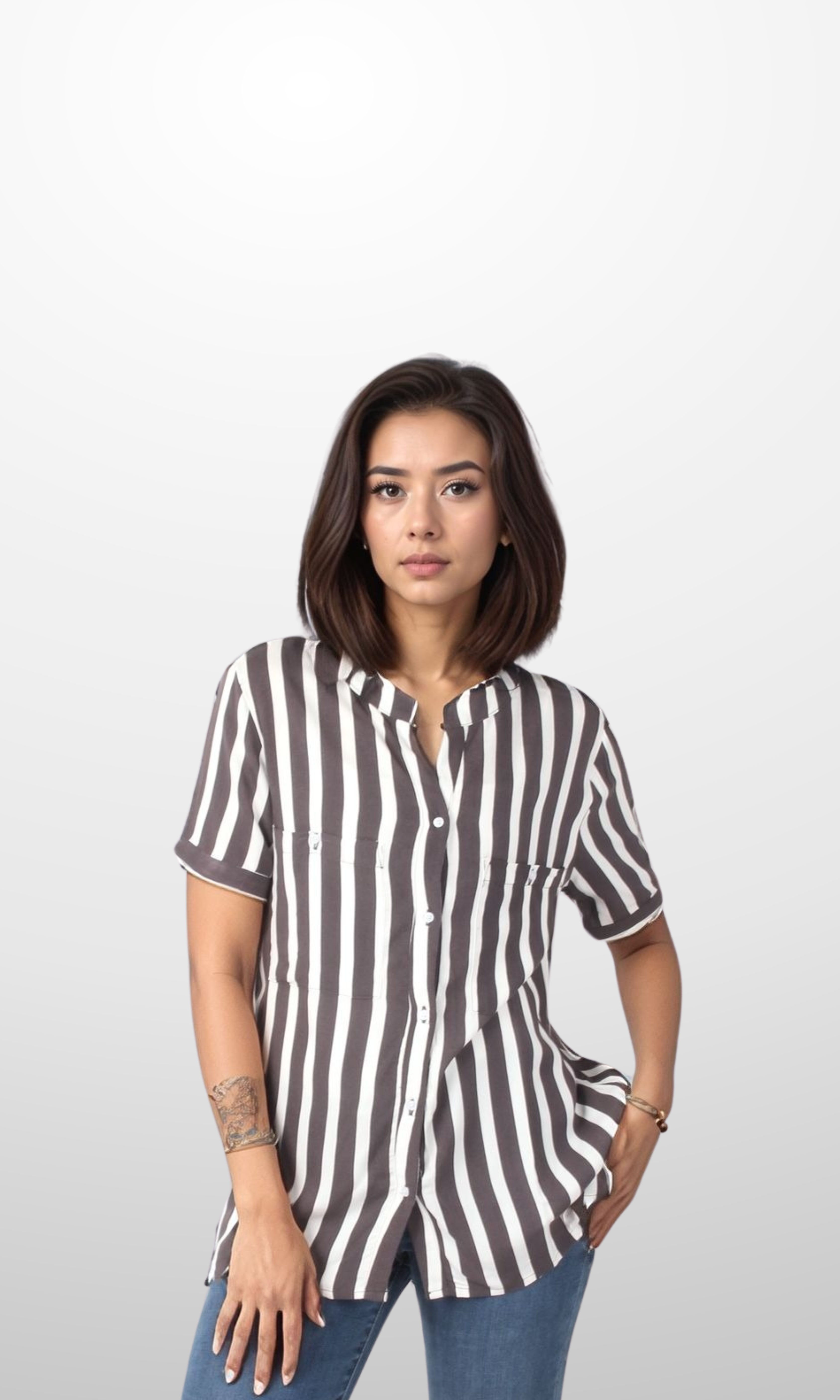 Women Striped Shirt (Grey*White)