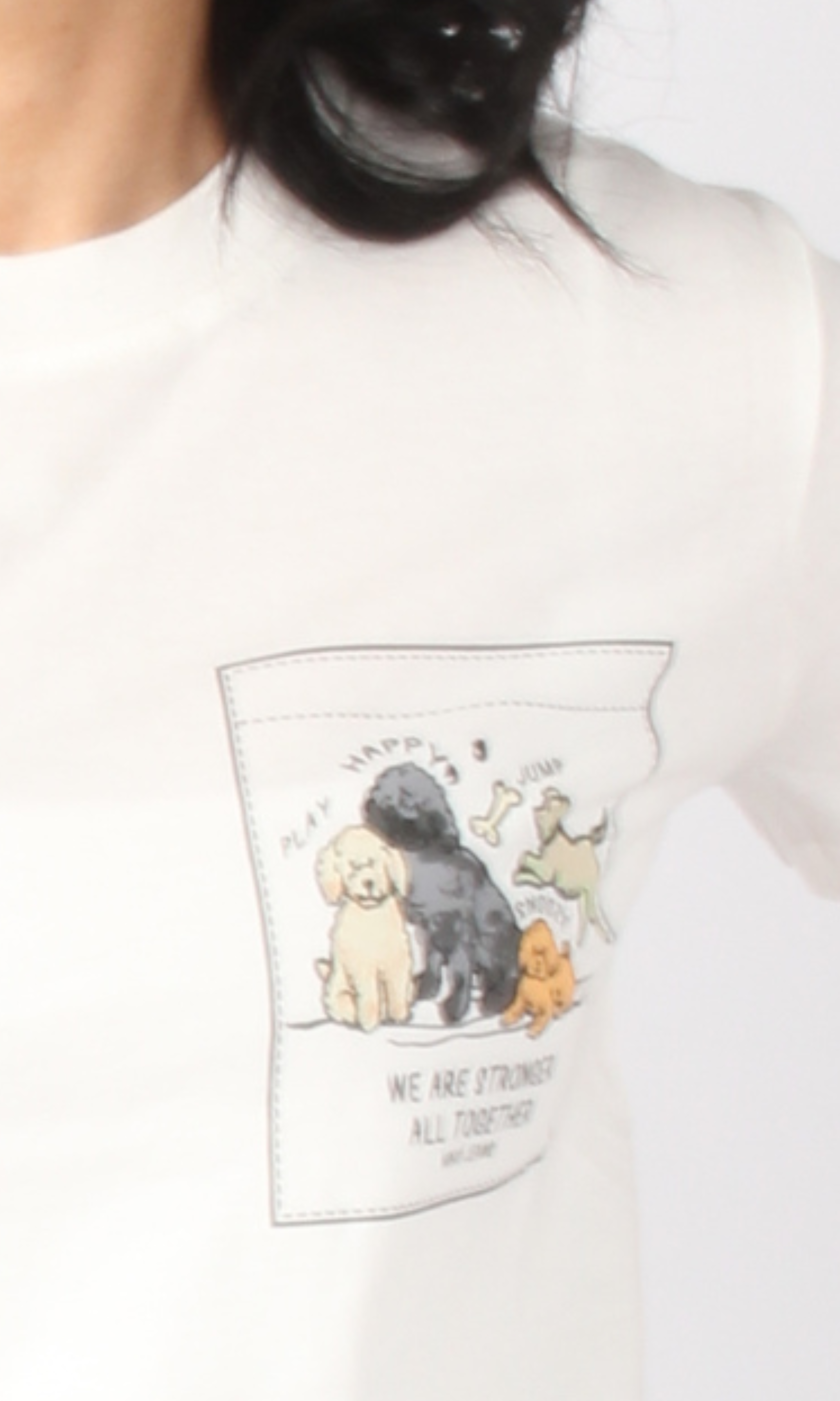 Women Cotton T-Shirt Happy Dog (White)