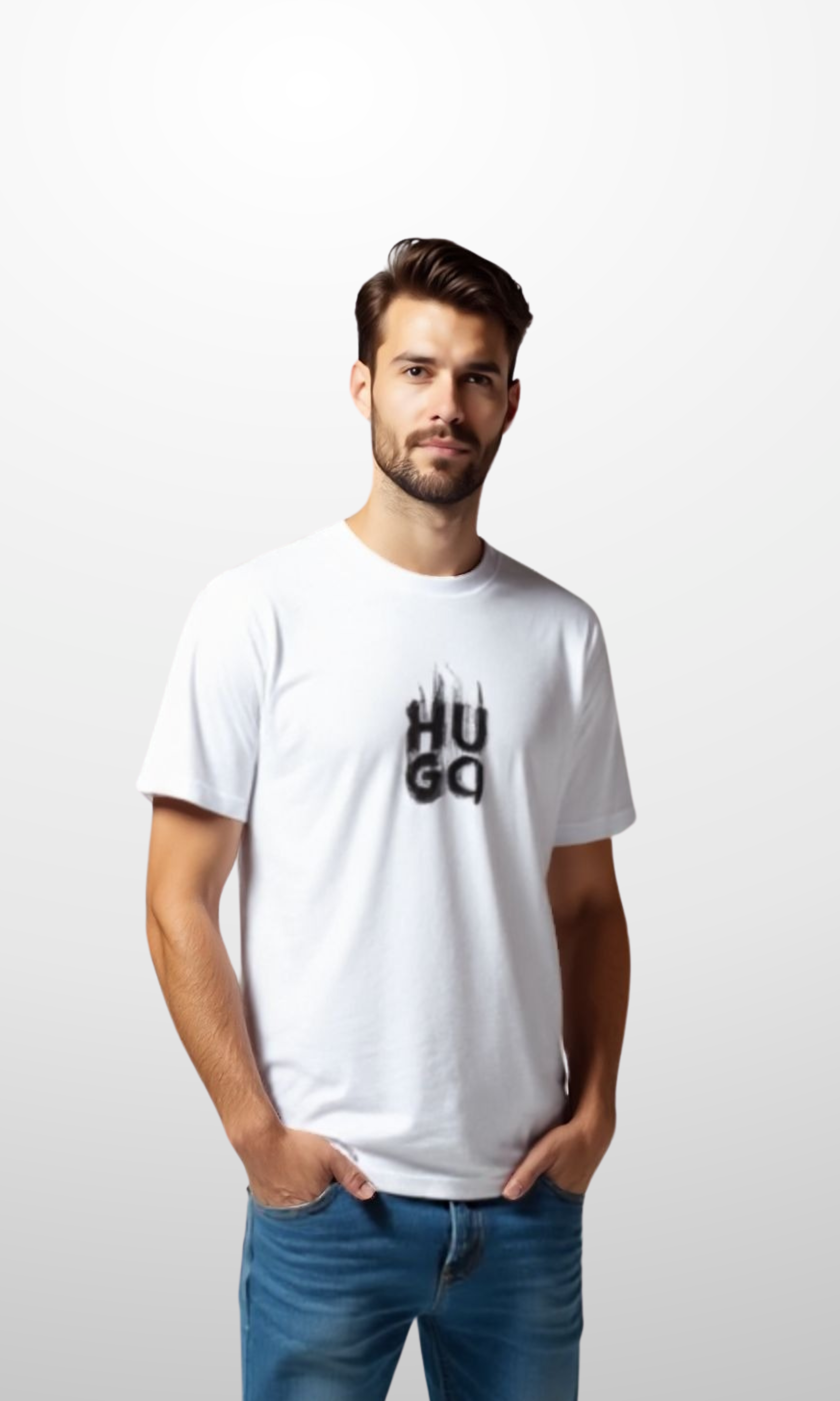 Men Cotton Crew Neck T-Shirt (White)