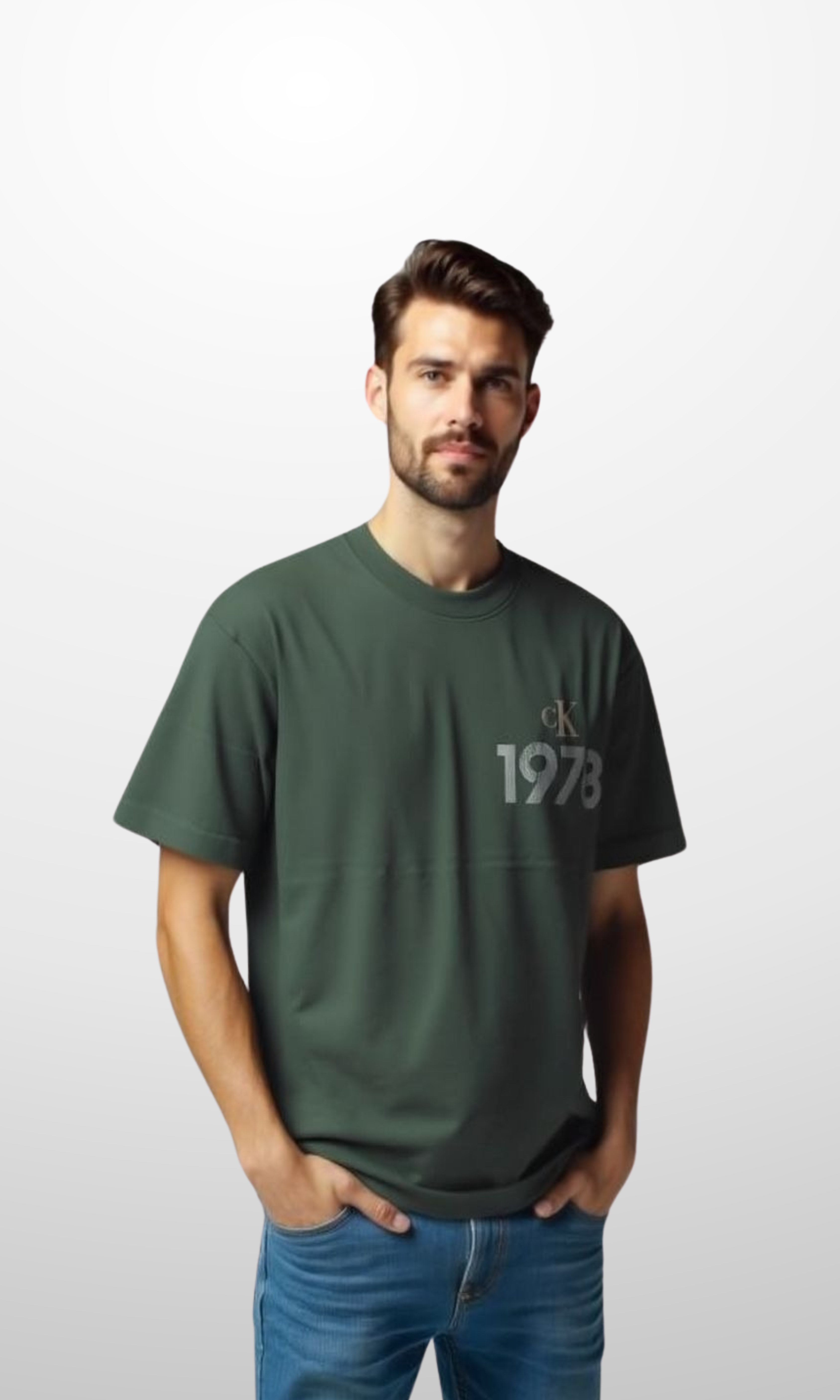 Men Relaxed Cotton T-Shirt (Dark Green)