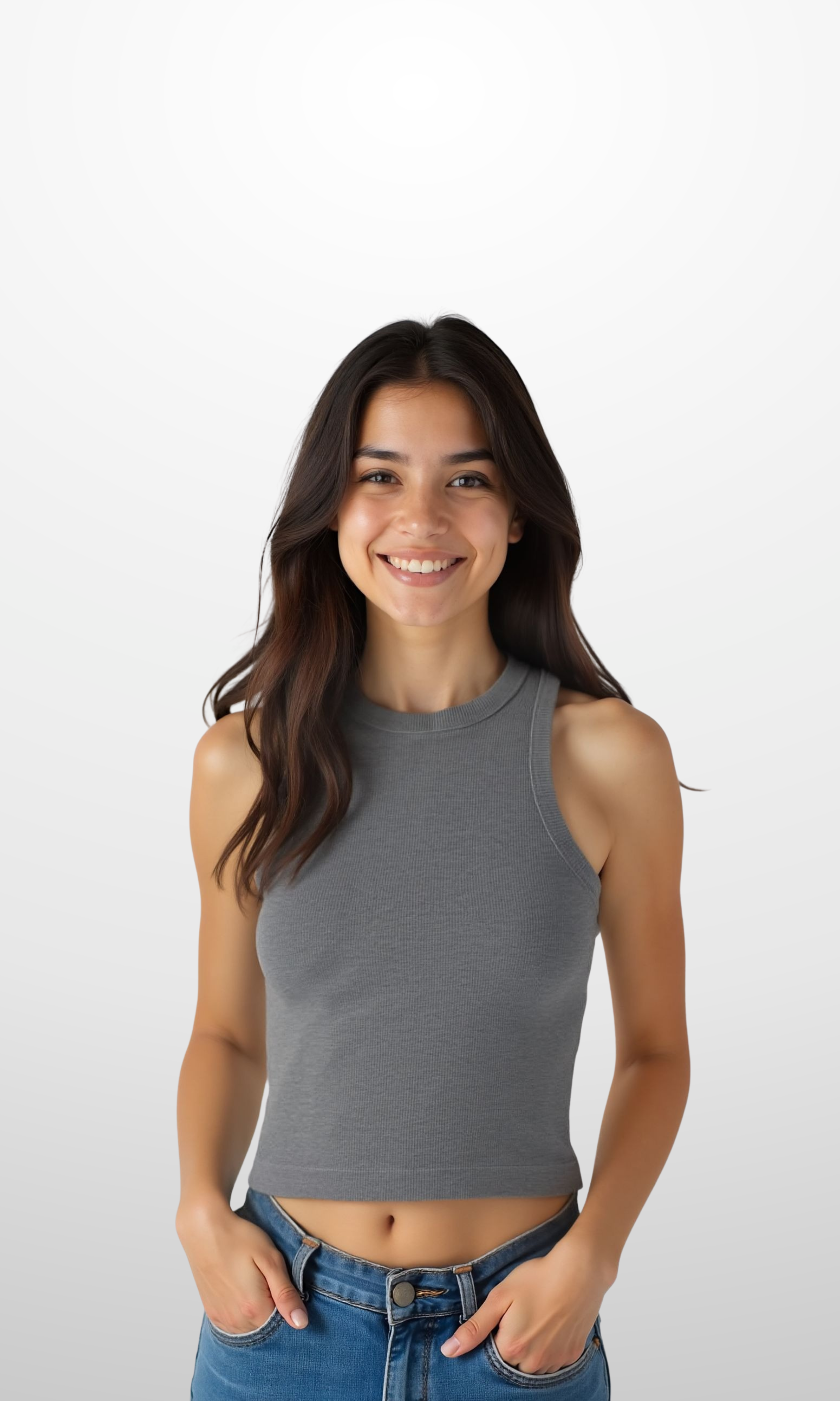 Women Crew Neck Textured Tank Top (Dark Grey)