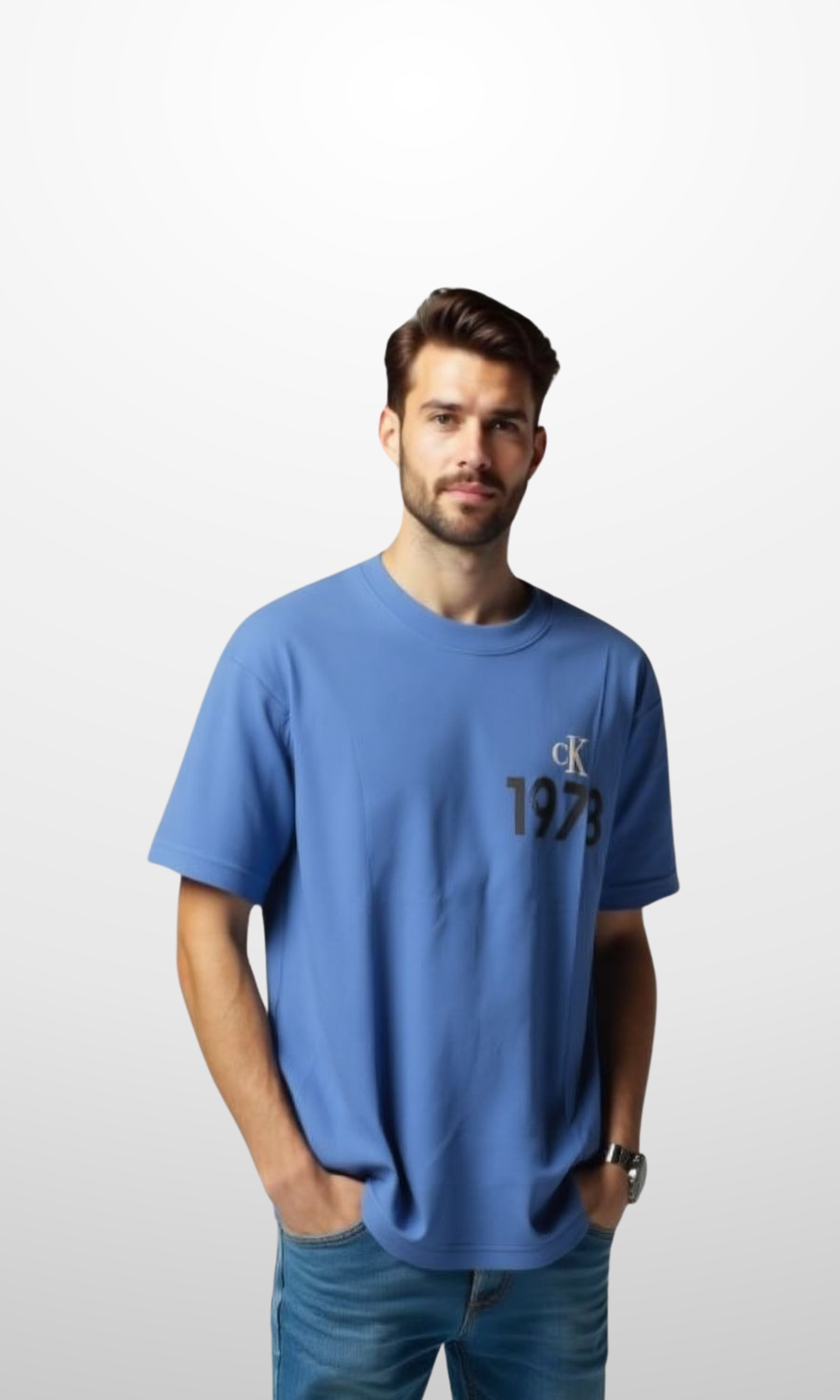 Men Relaxed Cotton T-Shirt (Blue)