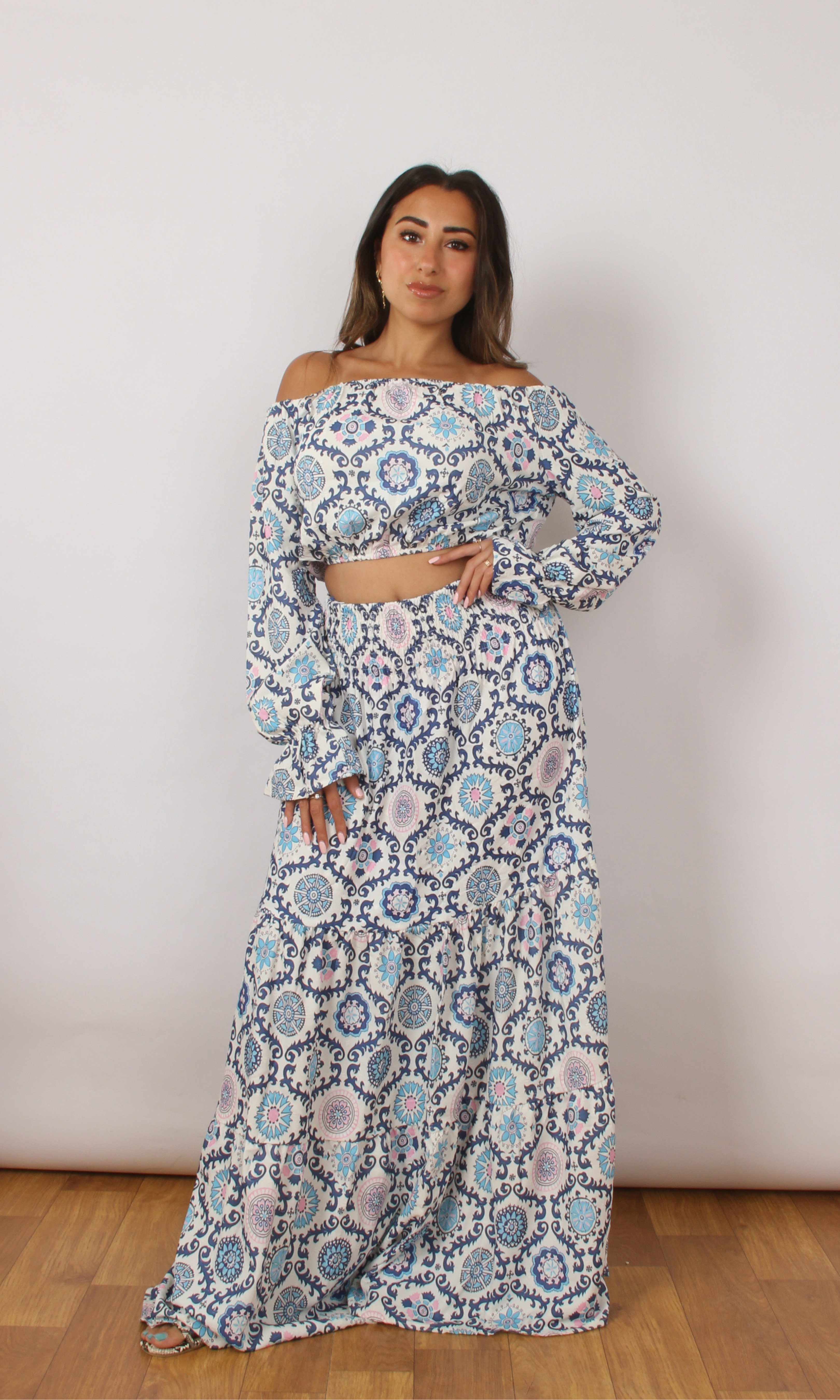 Women Patterned Matching Set (Baby Blue)