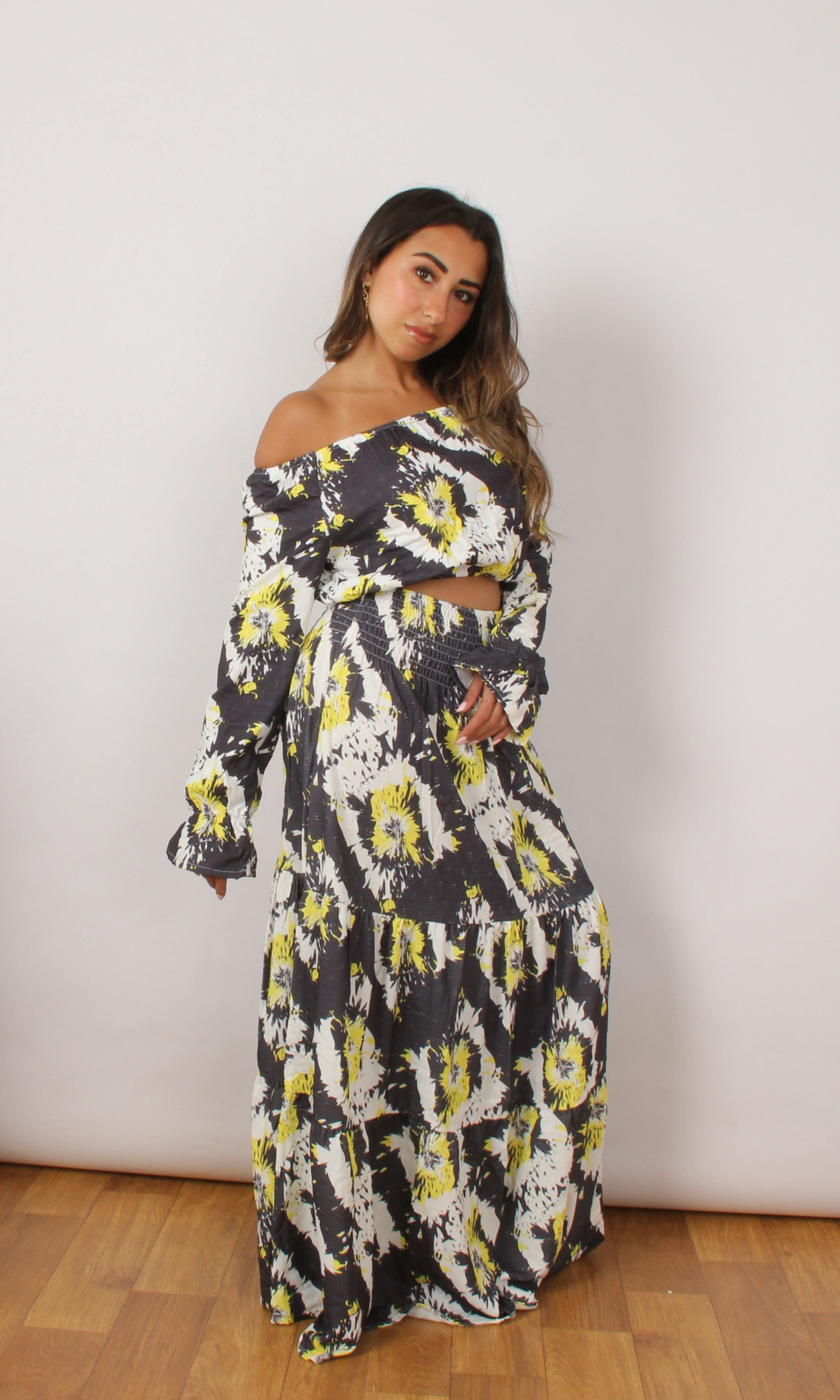 Women Patterned Matching Set (Black*Yellow)