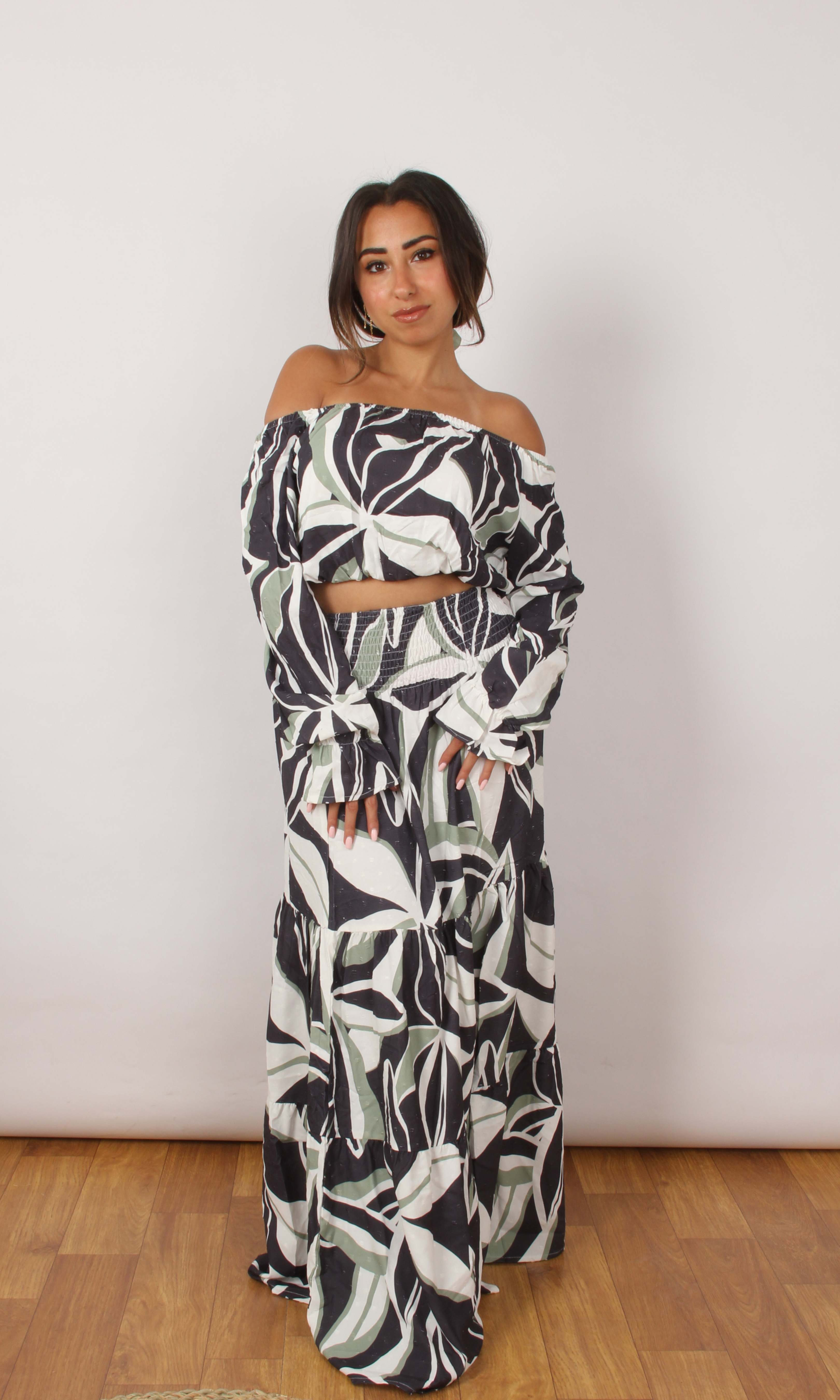 Women Patterned Matching Set (Black)