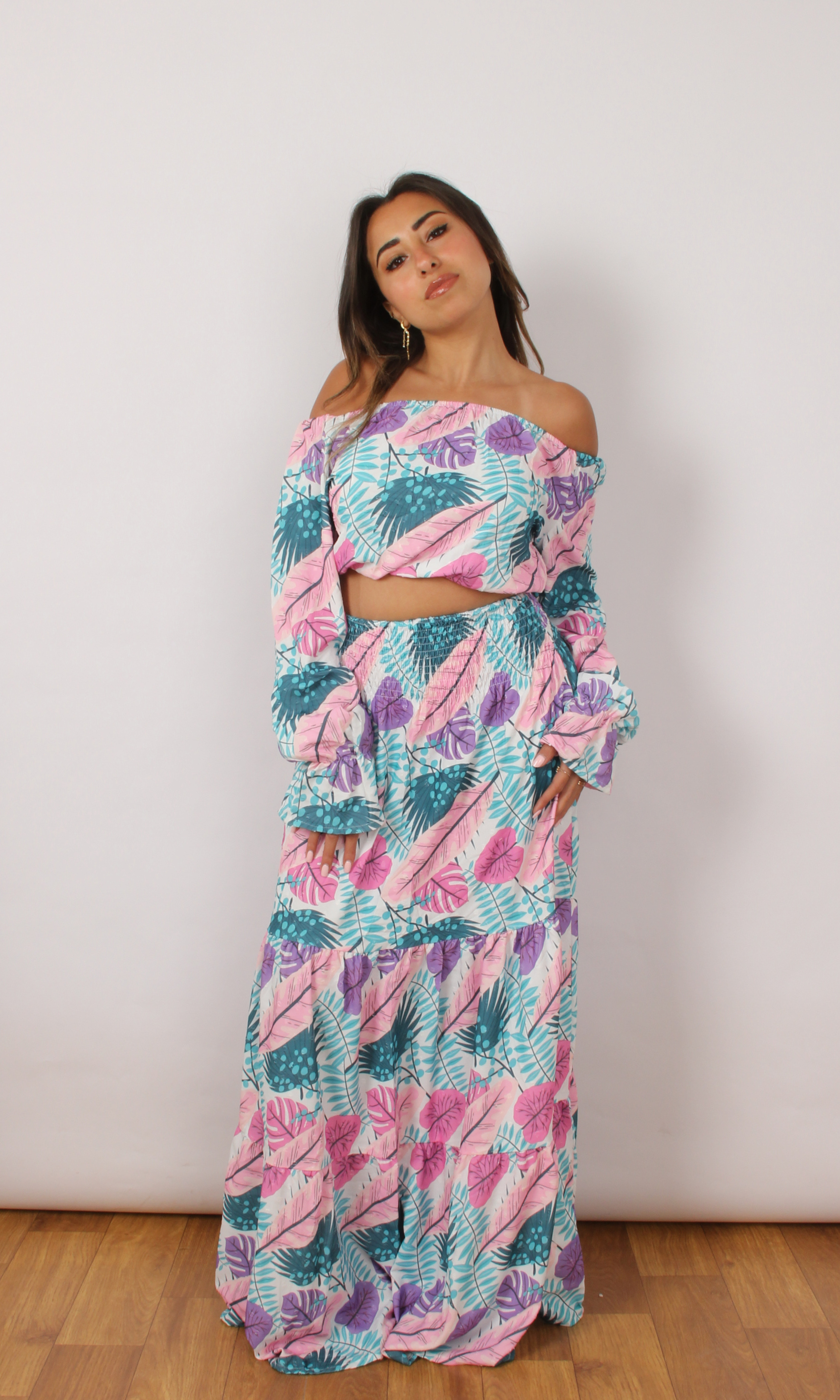 Women Patterned Matching Set (Leaves Patterned)