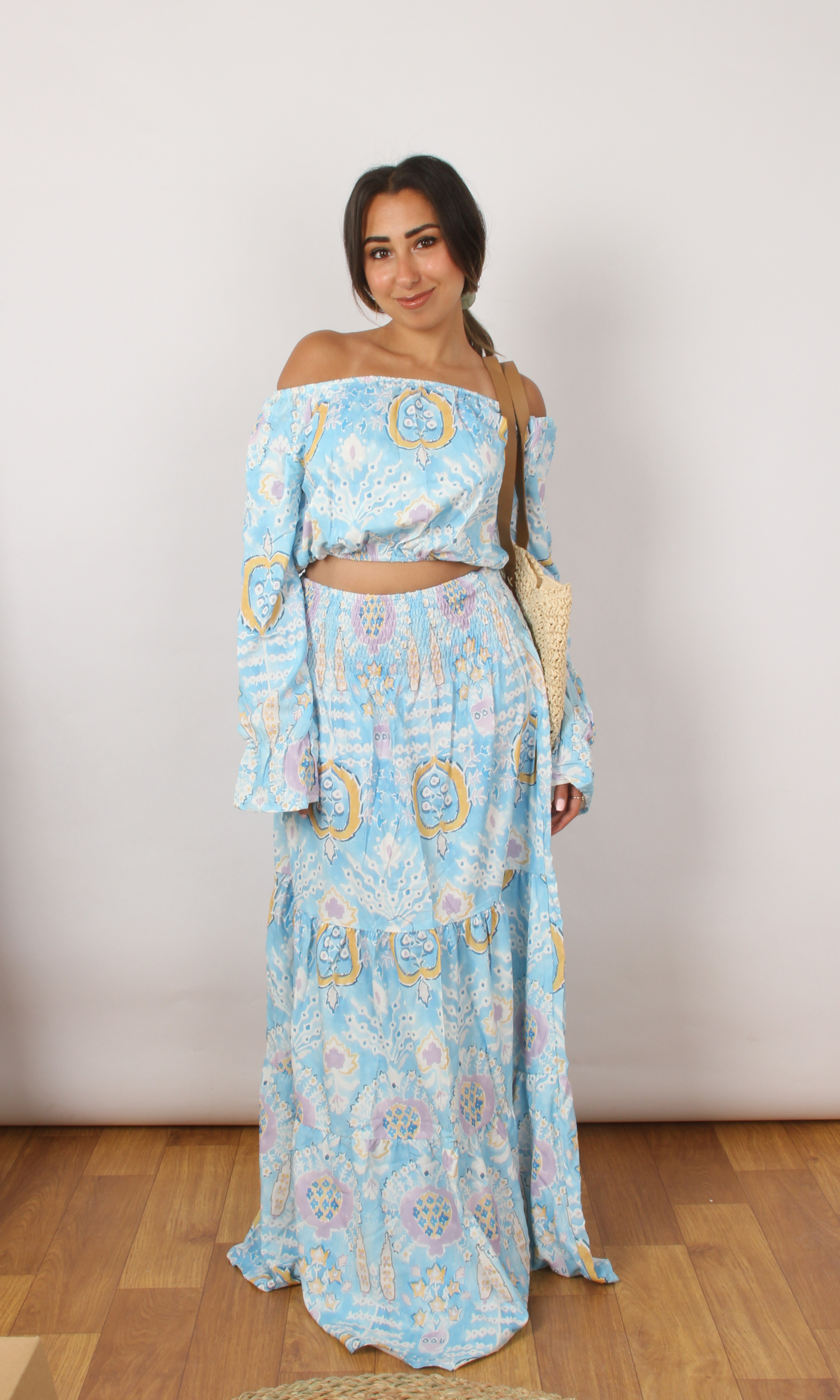 Women Patterned Matching Set (Light Blue)