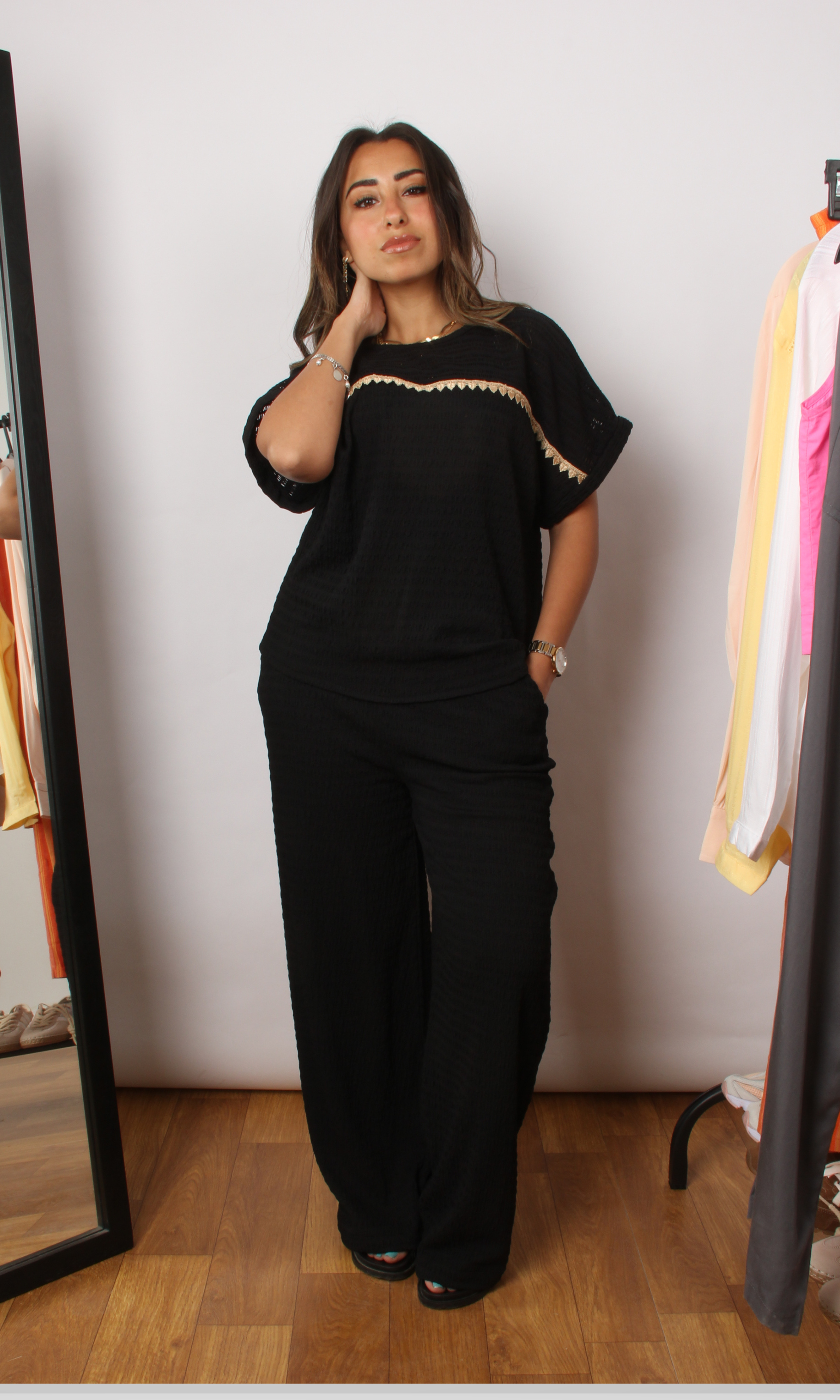 Women Two Piece Set Solid color (Black)