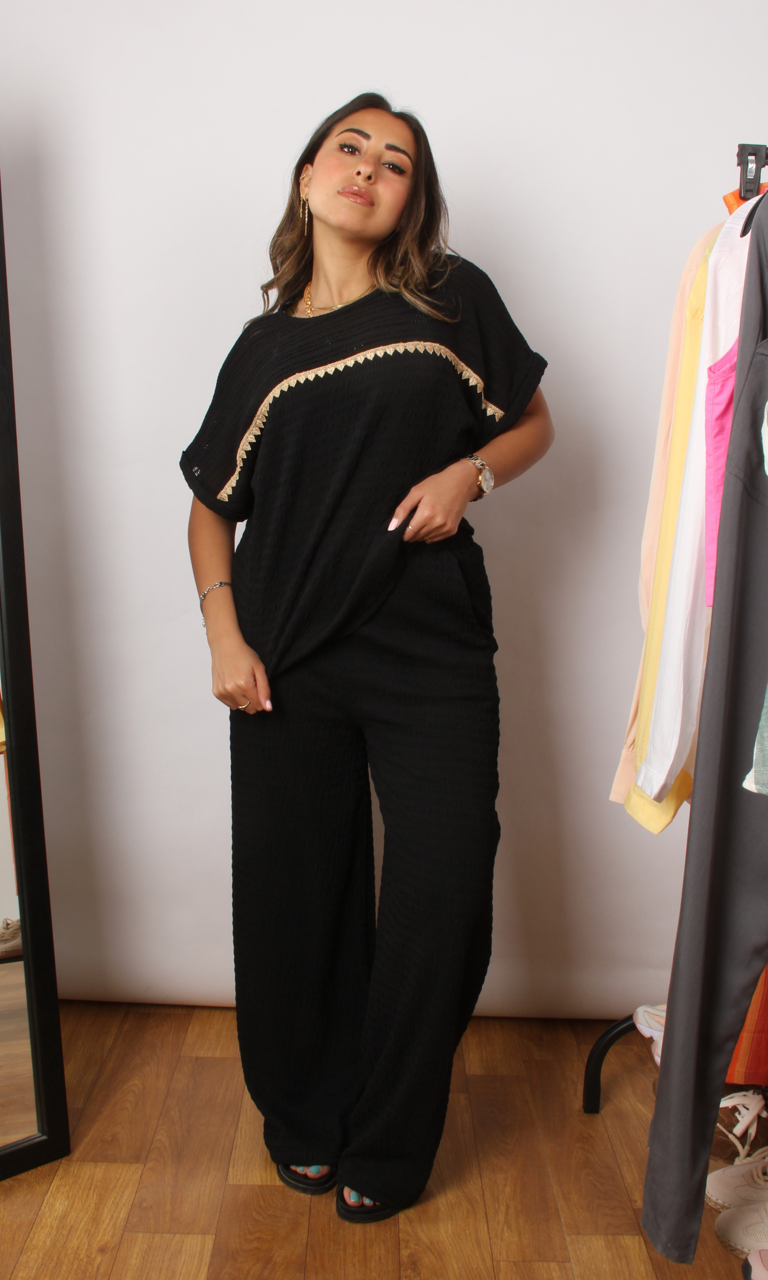 Women Two Piece Set Solid color (Black)