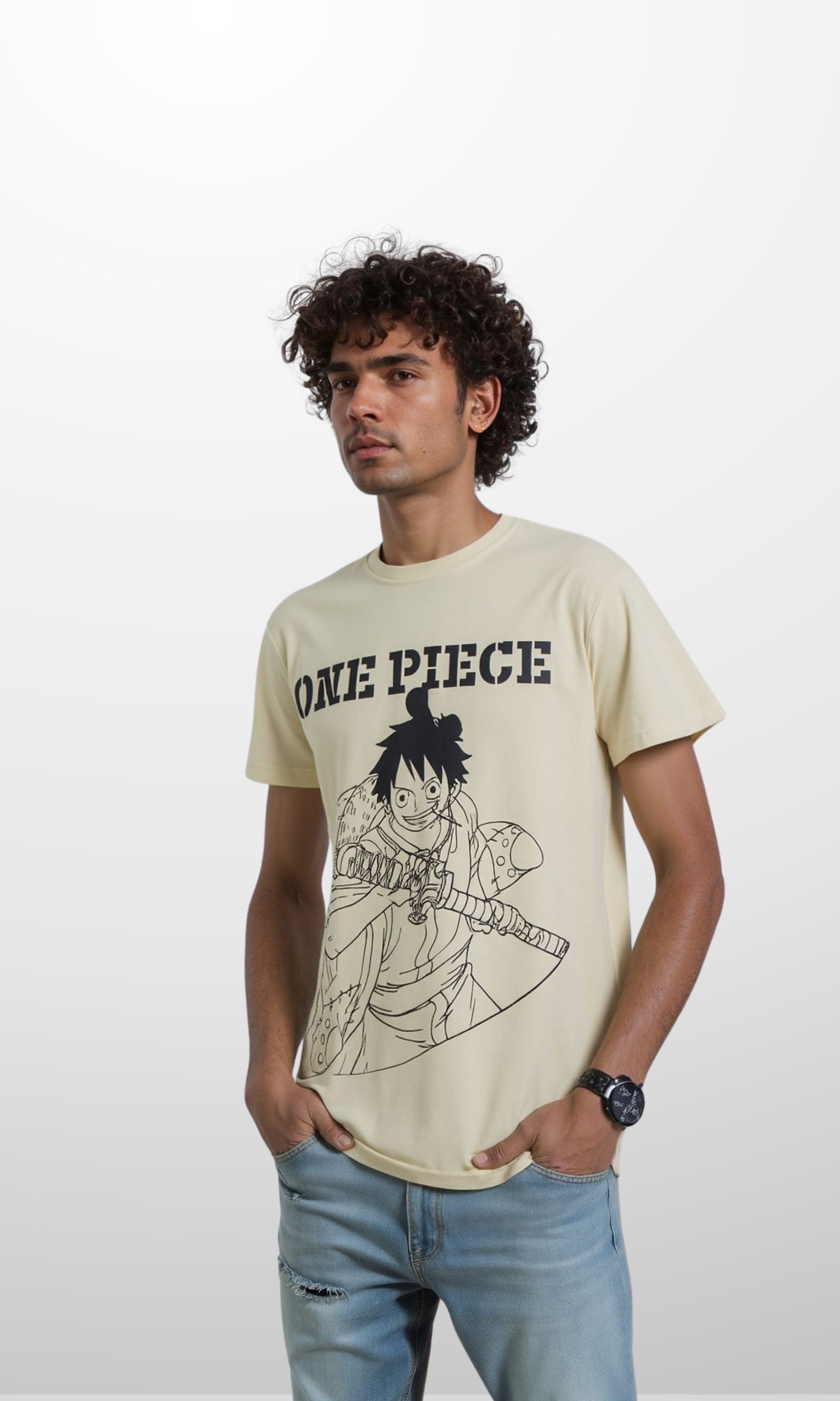 Men Cotton One Piece short sleeve t-shirt (Beige)