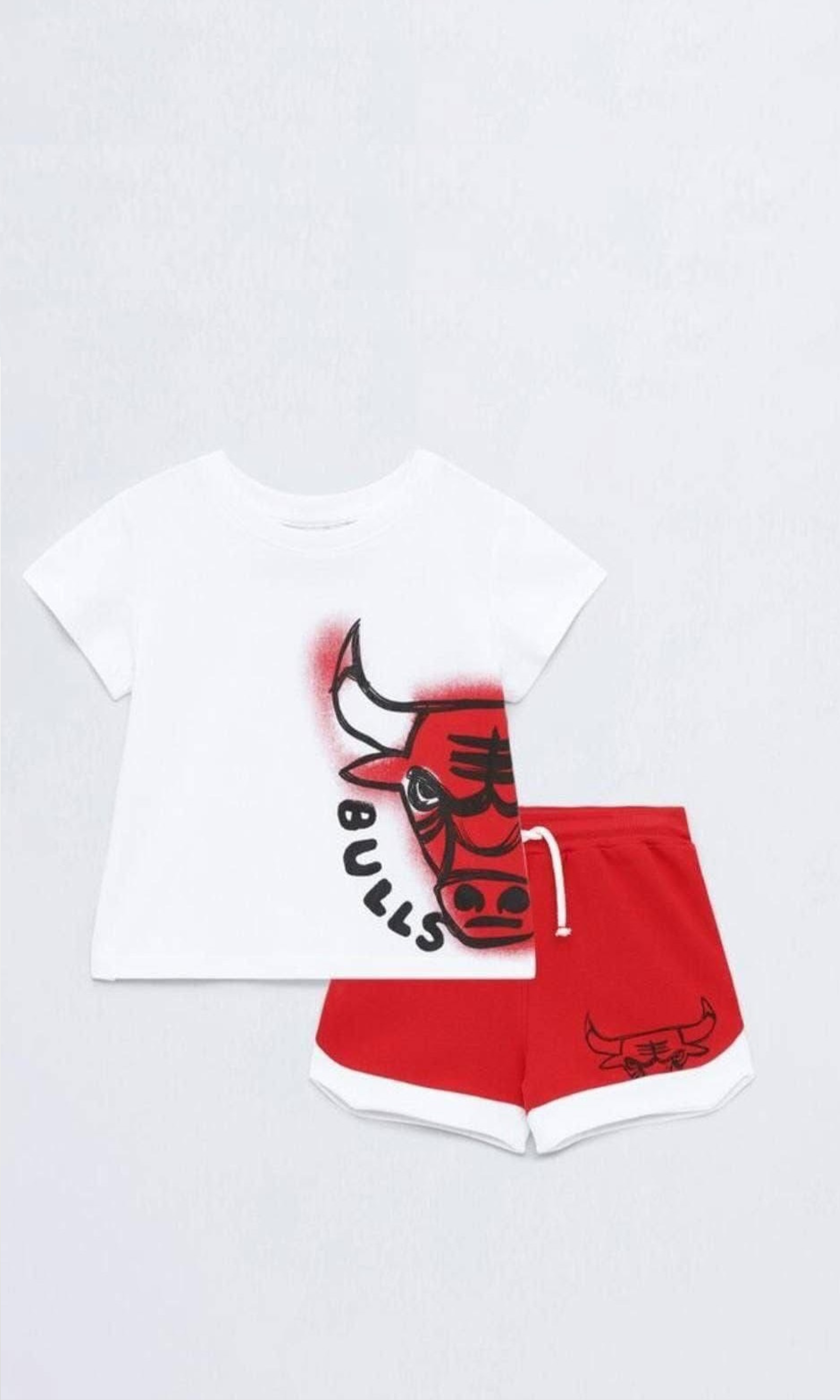 Kids Bulls Print Set (White*Red)