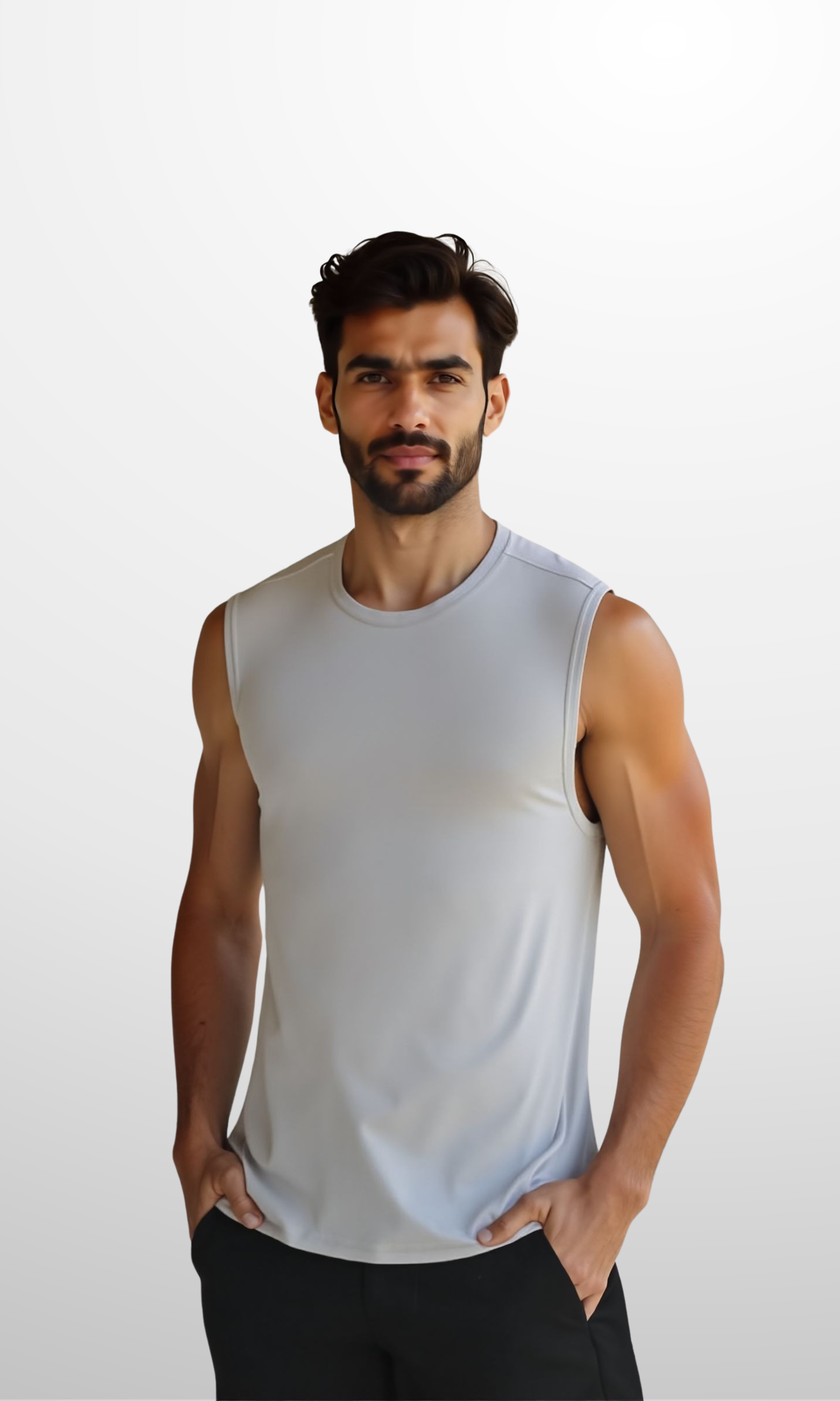 Men Training Sleeveless Tank Top (Light Grey)