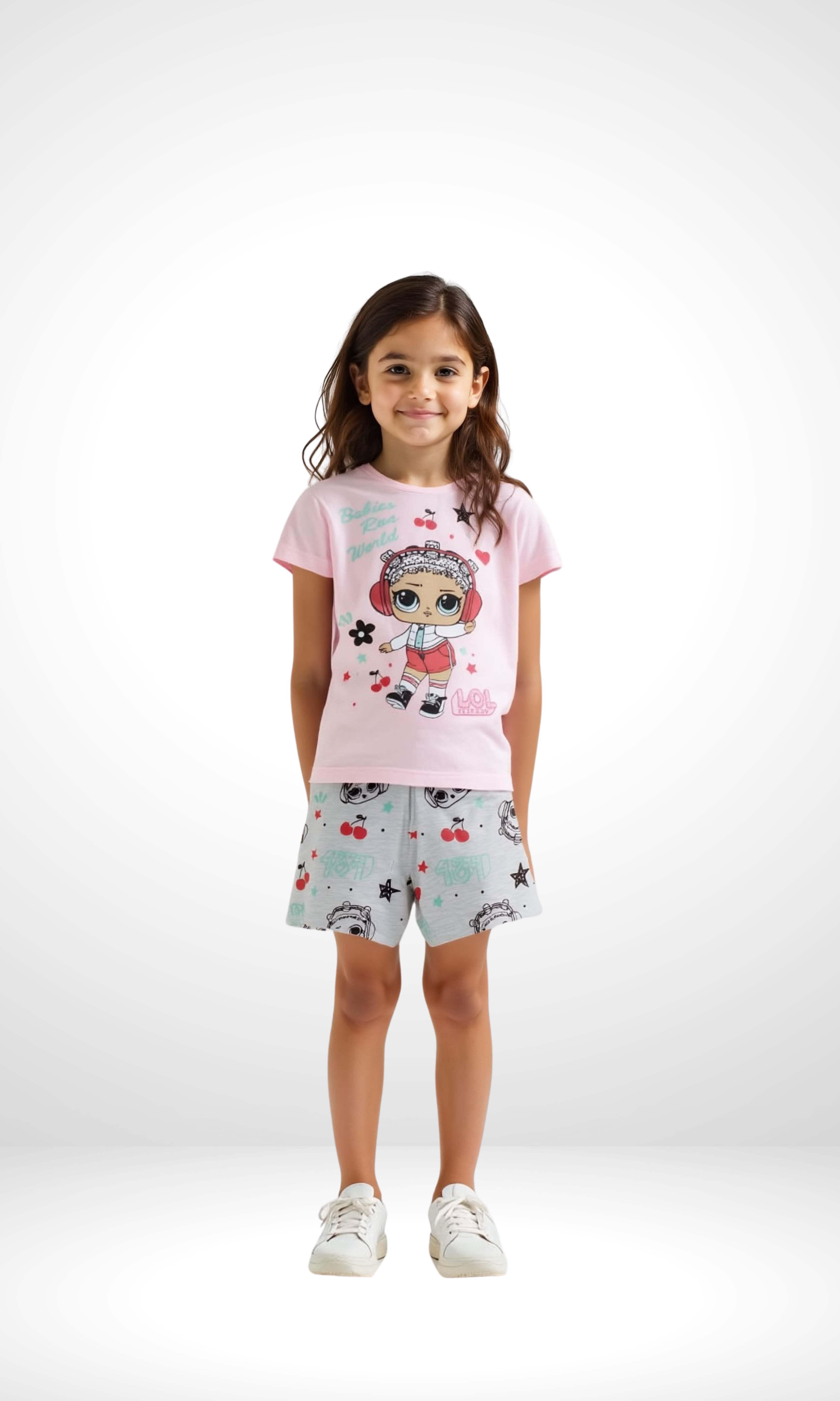 Kids Printed Cotton Set -2 Pieces (LOL-Pink)