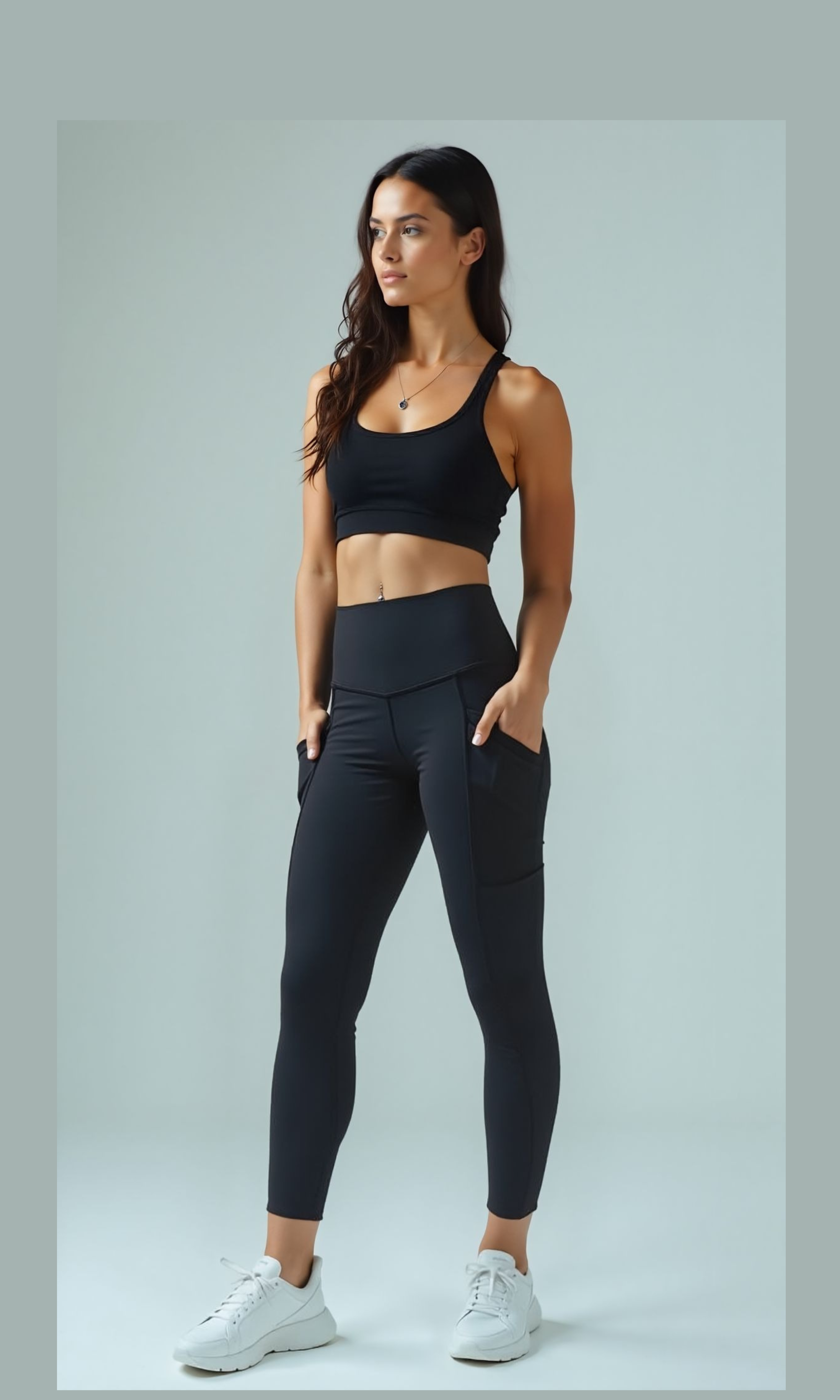 Women Workout Leggings with Side Pocket (Black)