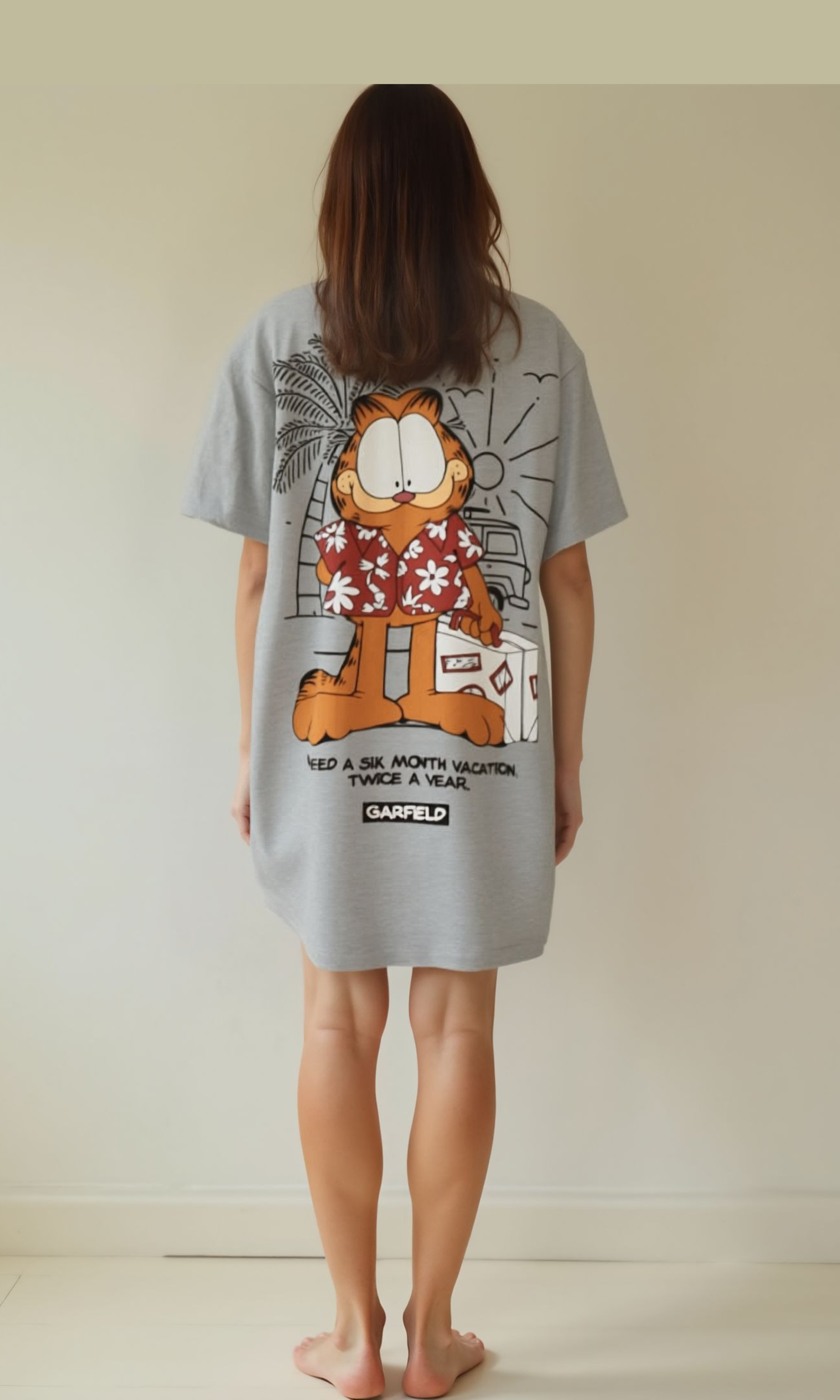 Women Over Size Crew Neck Nightshirt (Grey)