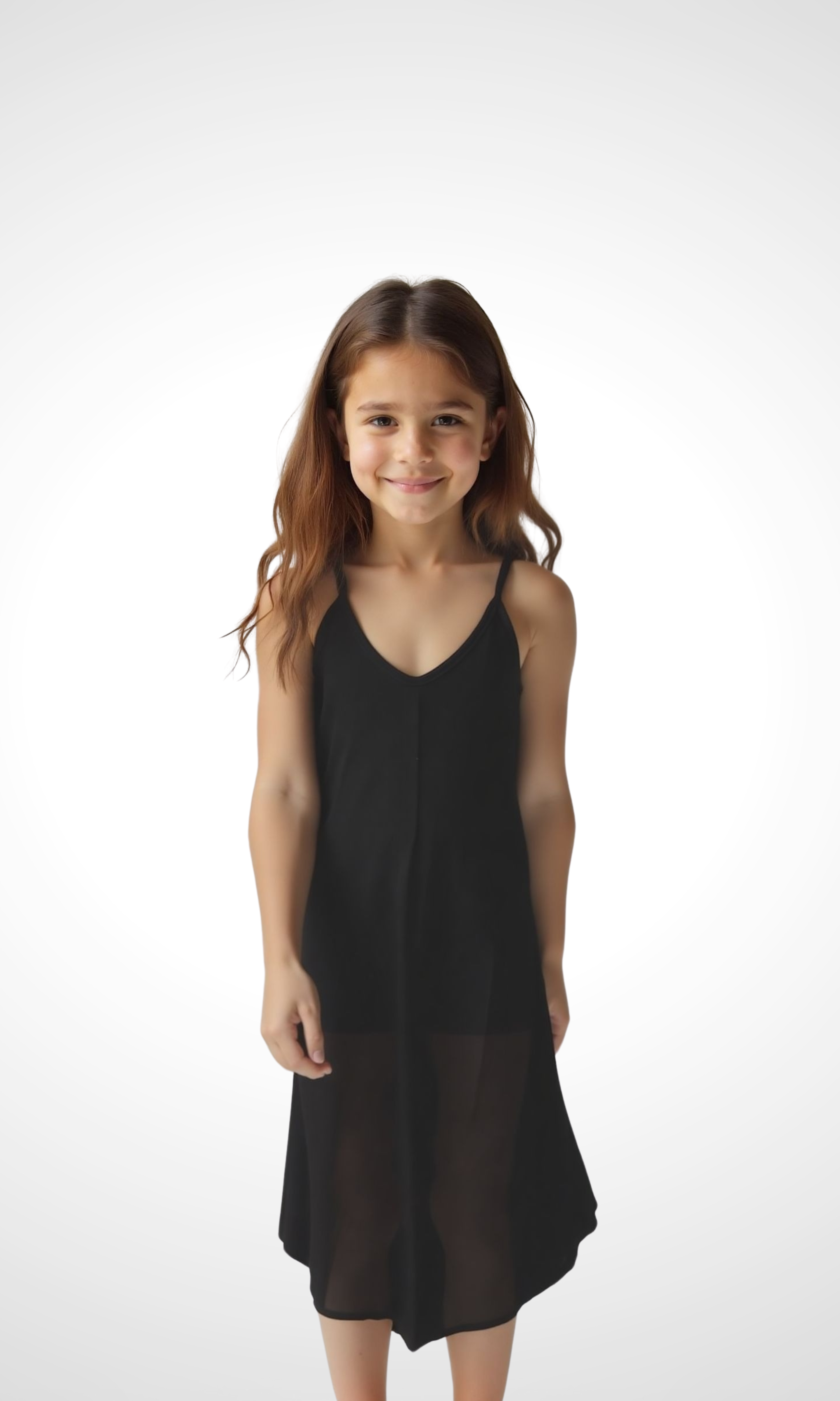 Kids Stretch Jersey Dress - Strip (Black)