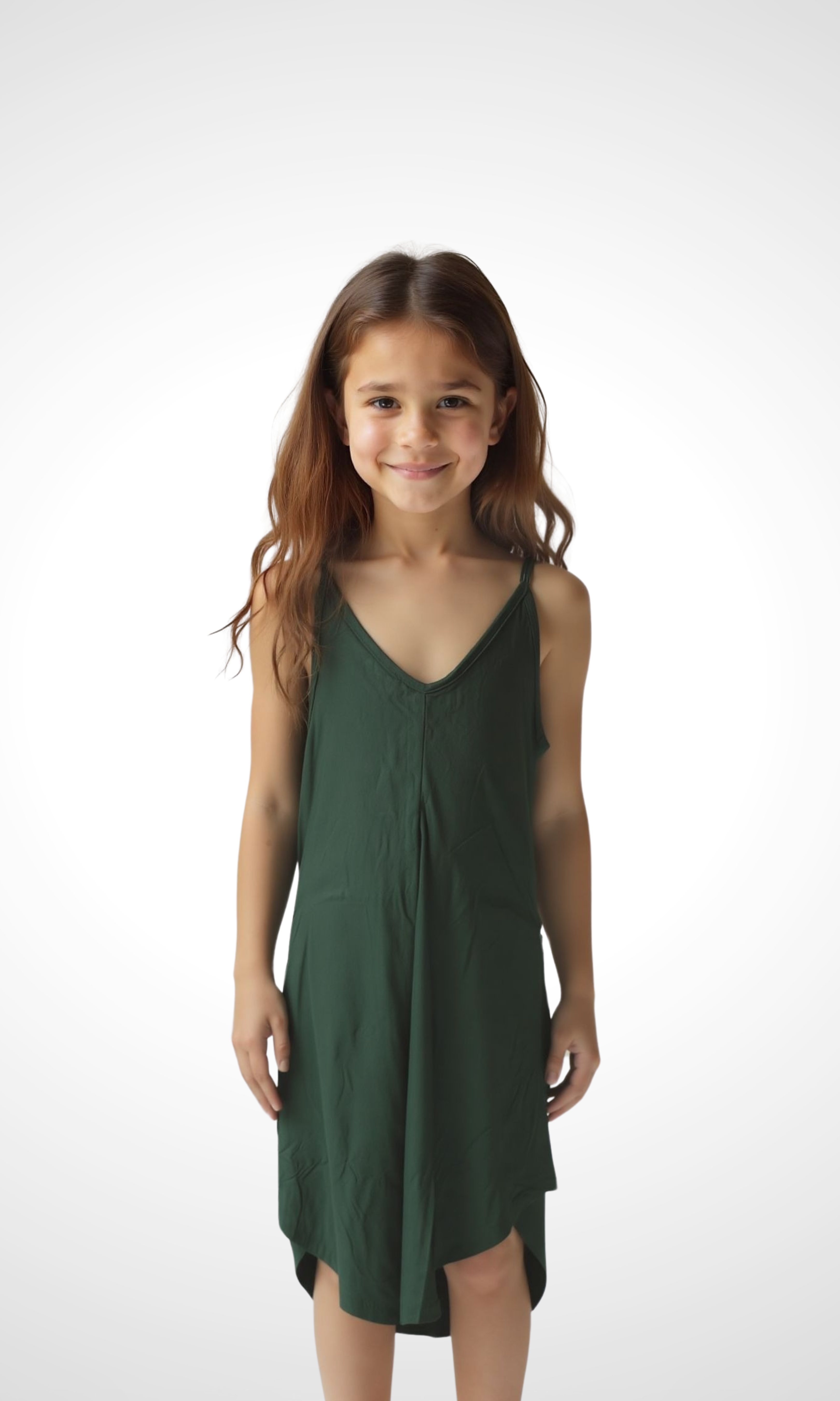 Kids Stretch Jersey Dress - Strip (Green)