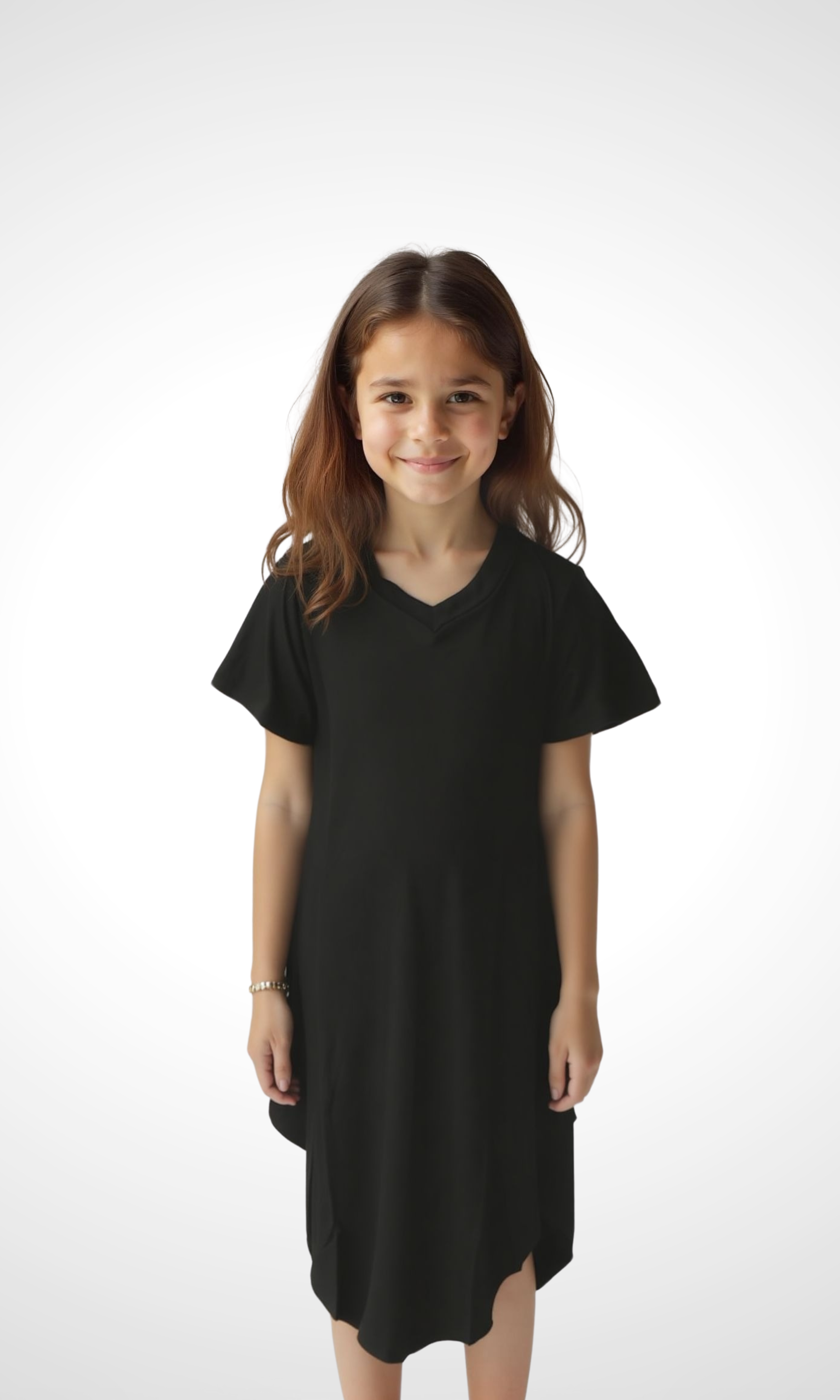 Kids Stretch Jersey Dress - Short Sleeve (Black)