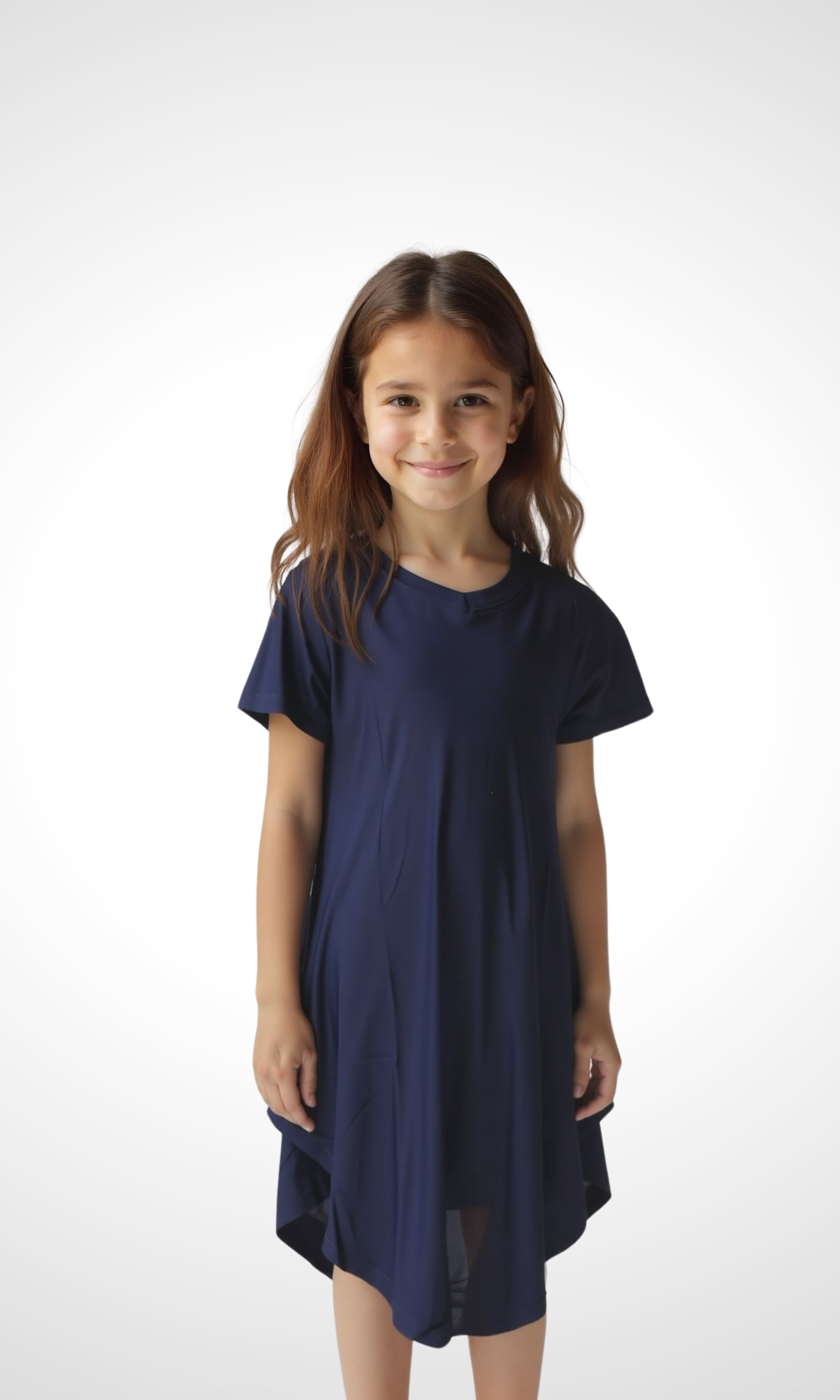 Kids Stretch Jersey Dress - Short Sleeve (Dark Blue)