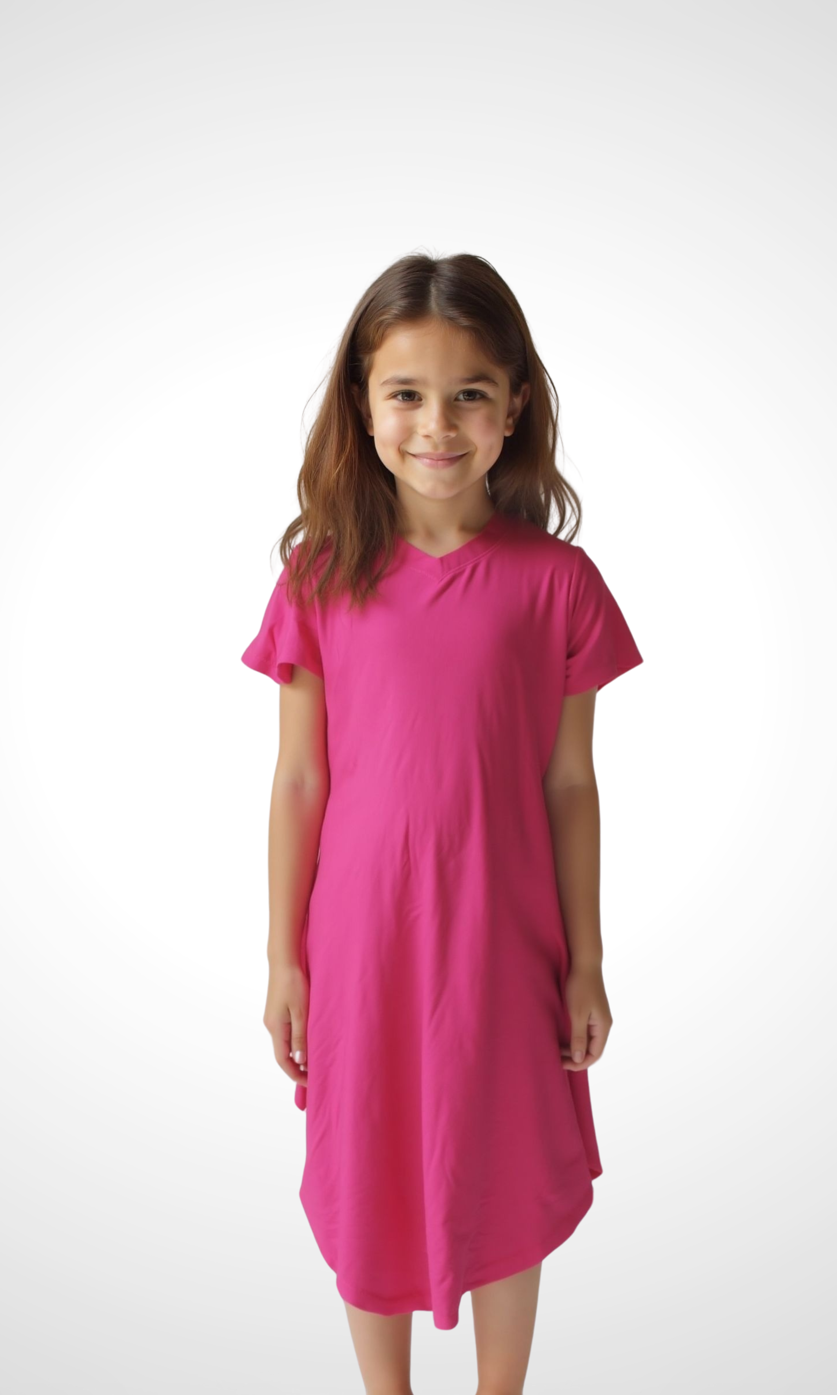 Kids Stretch Jersey Dress - Short Sleeve (Pink)