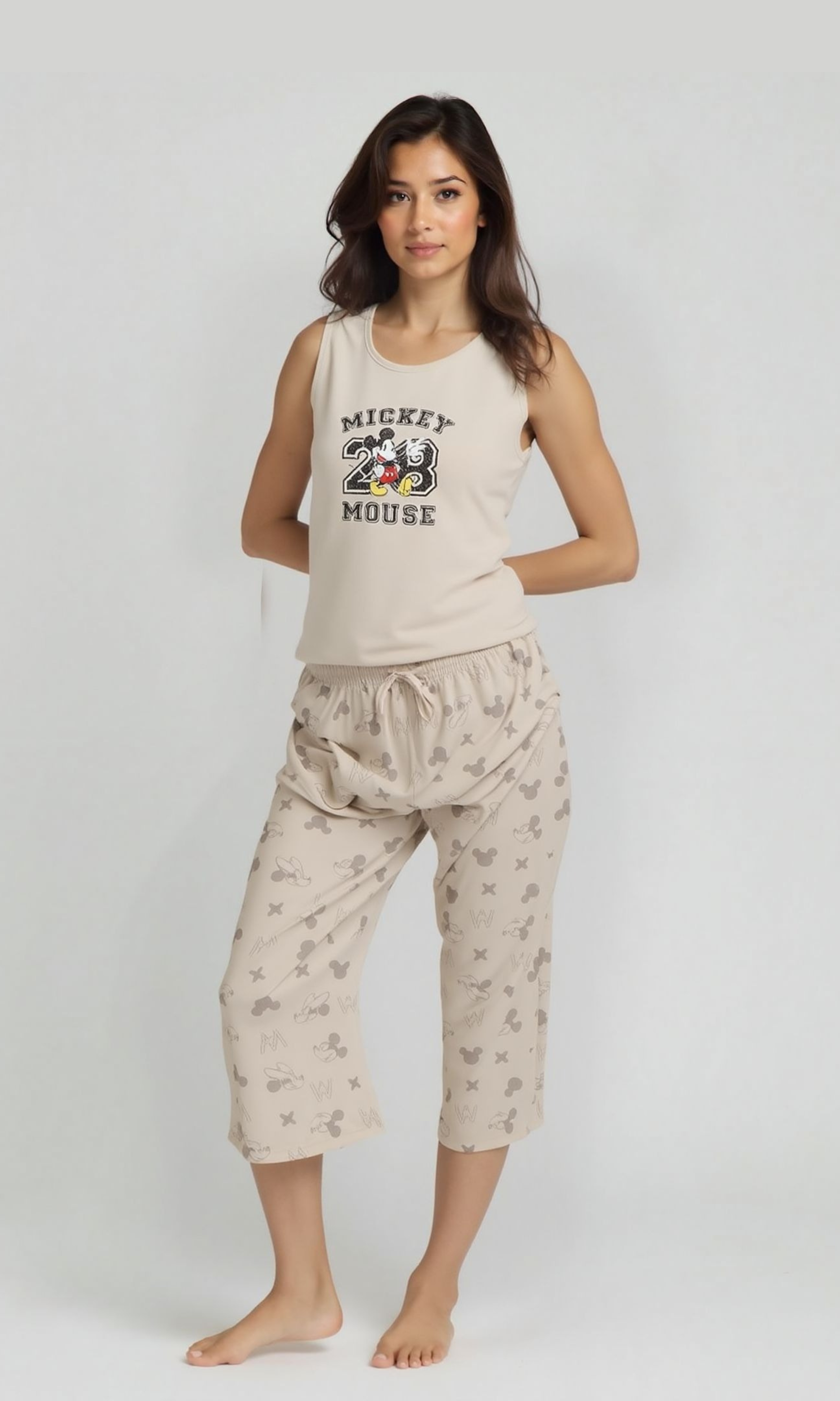 Women Cut Pajama Set (Beige)