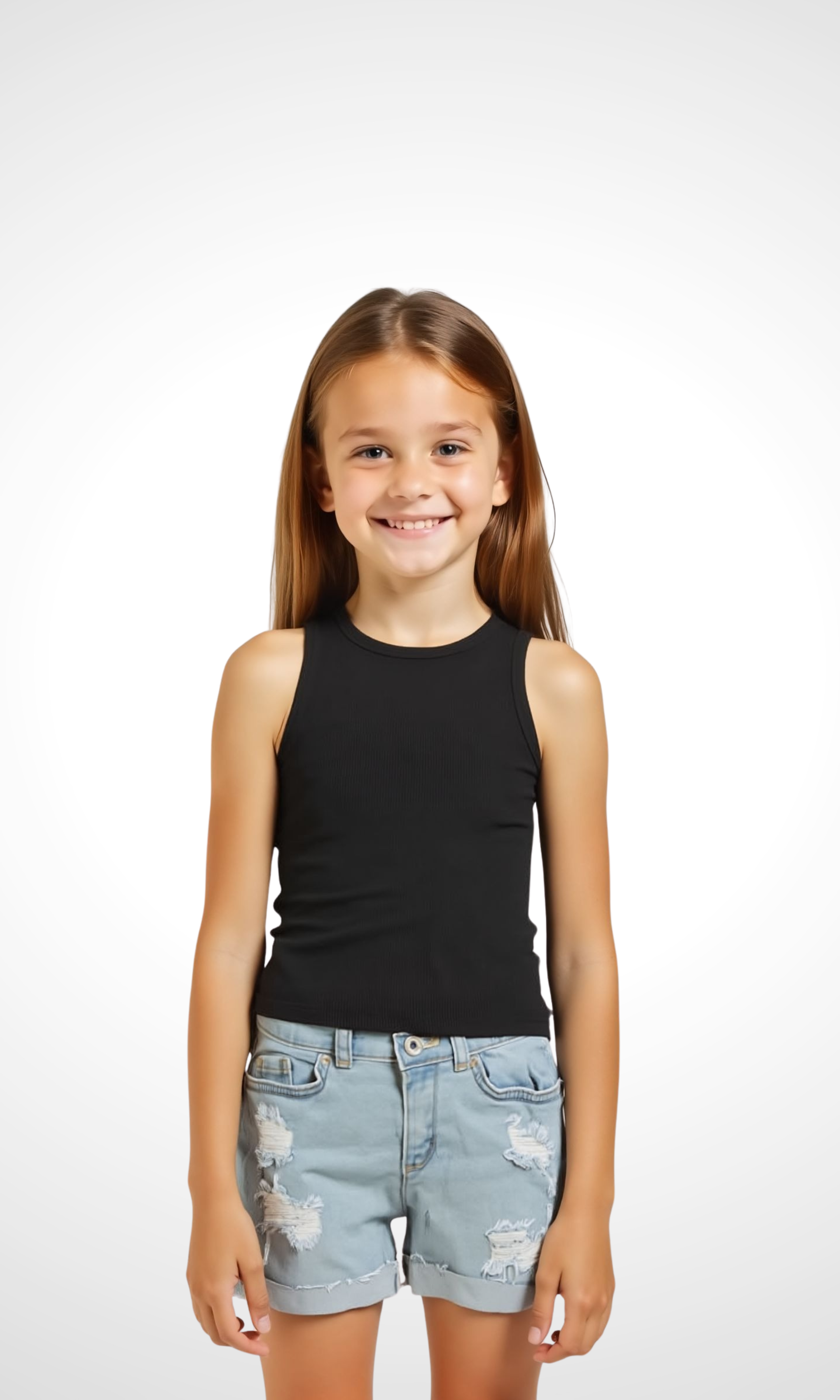 Kids Ribbed Tank Top (Black)