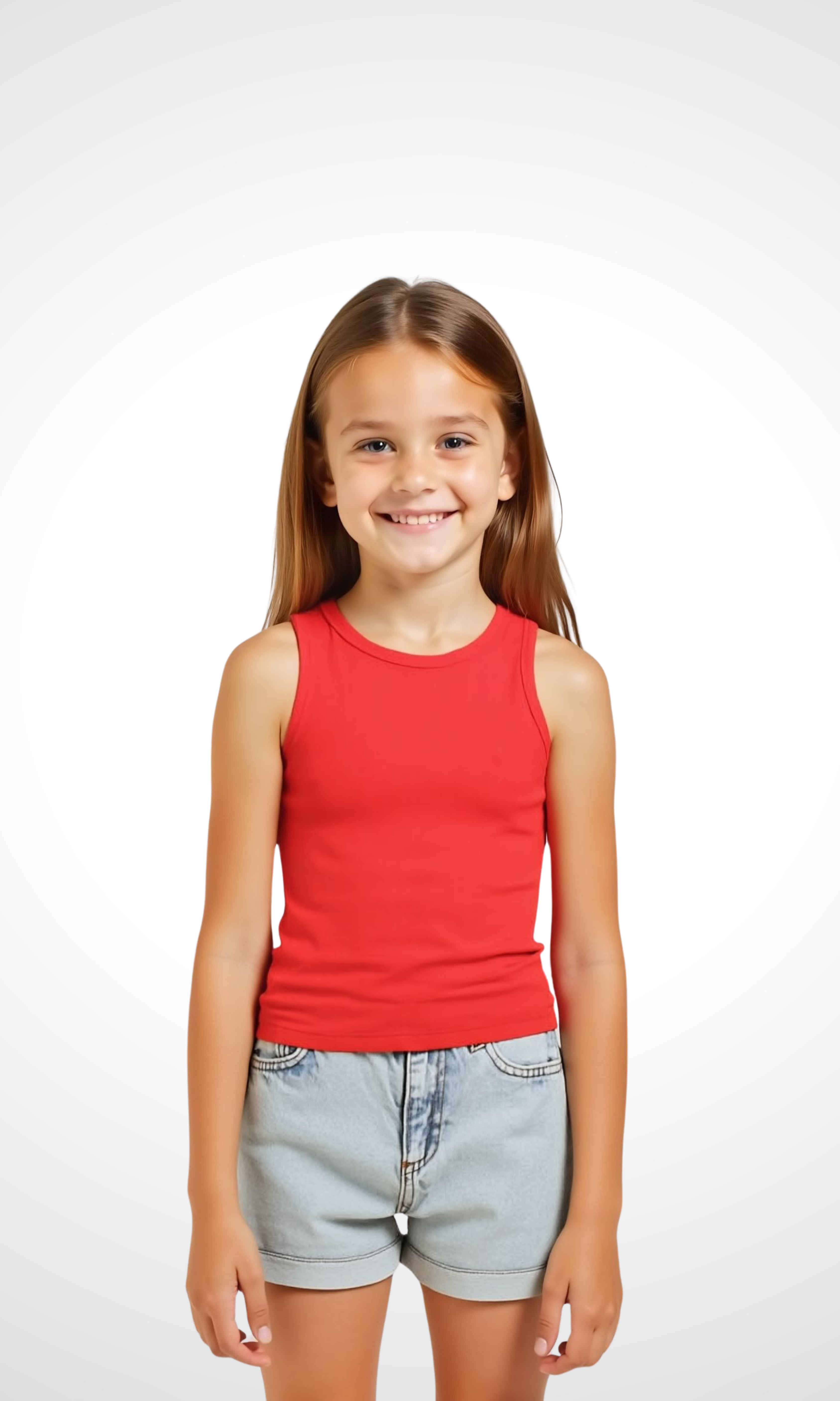 Kids Ribbed Tank Top (Red)