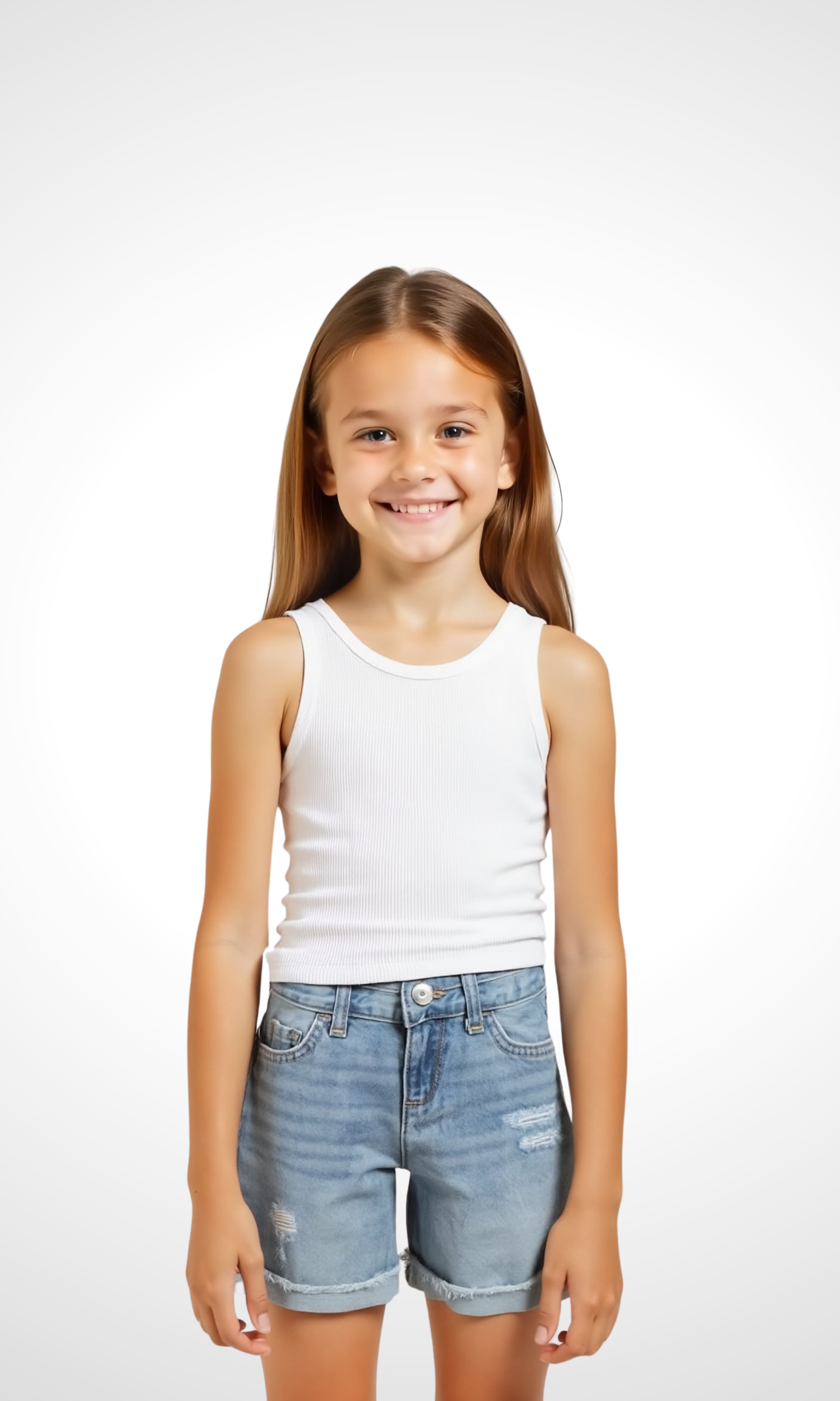 Kids Ribbed Tank Top (White)