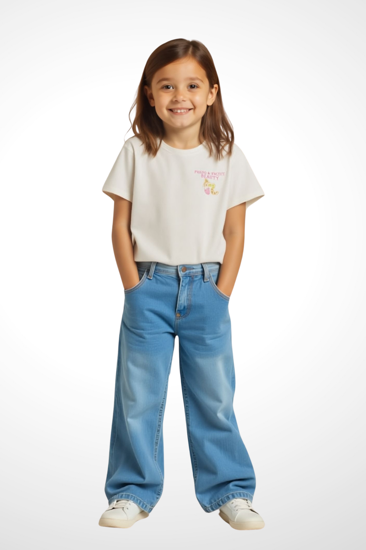 Kids Crew Neck T-Shirt Fruity (Beige)