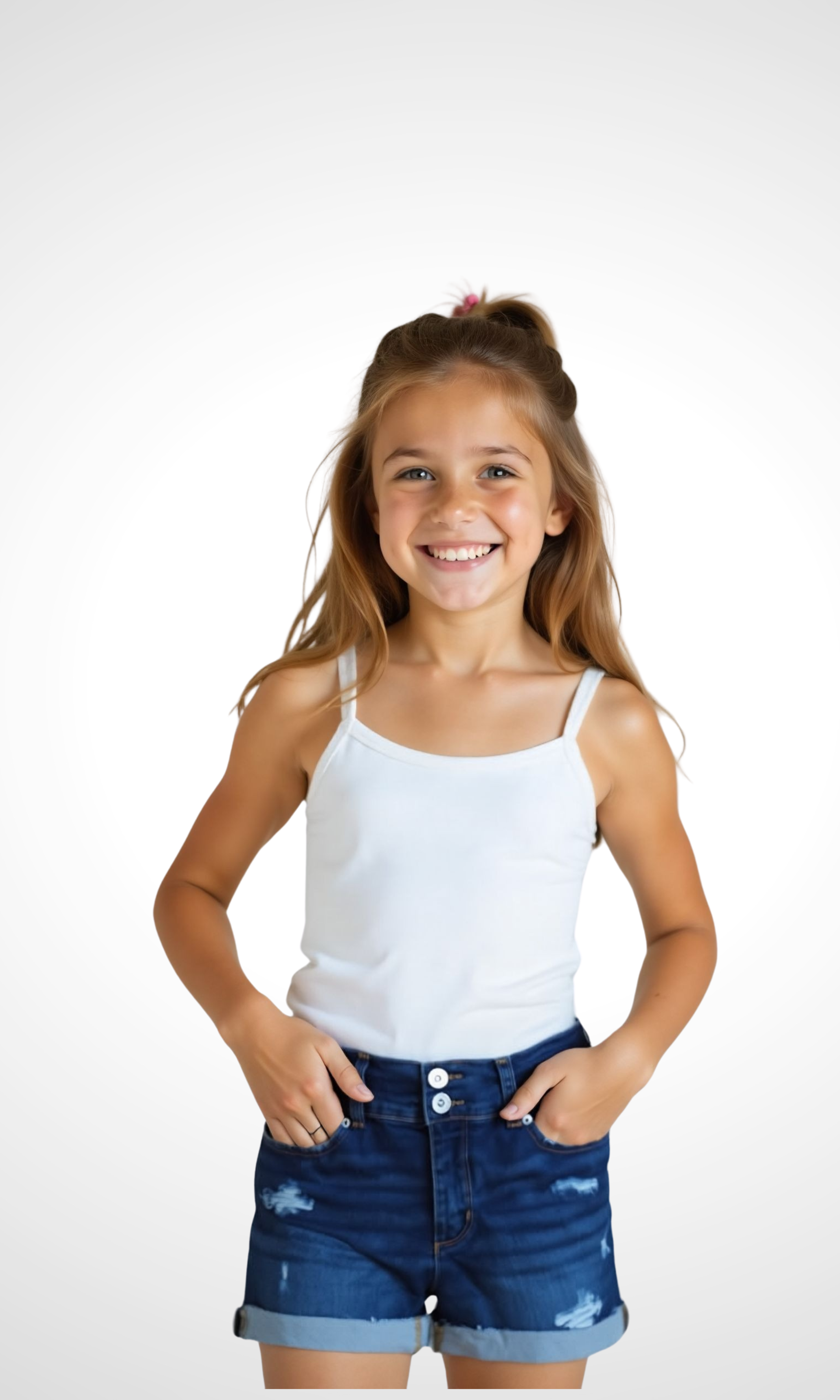 Kids Ripped Denim Short - Two Buttons(Dark Blue)