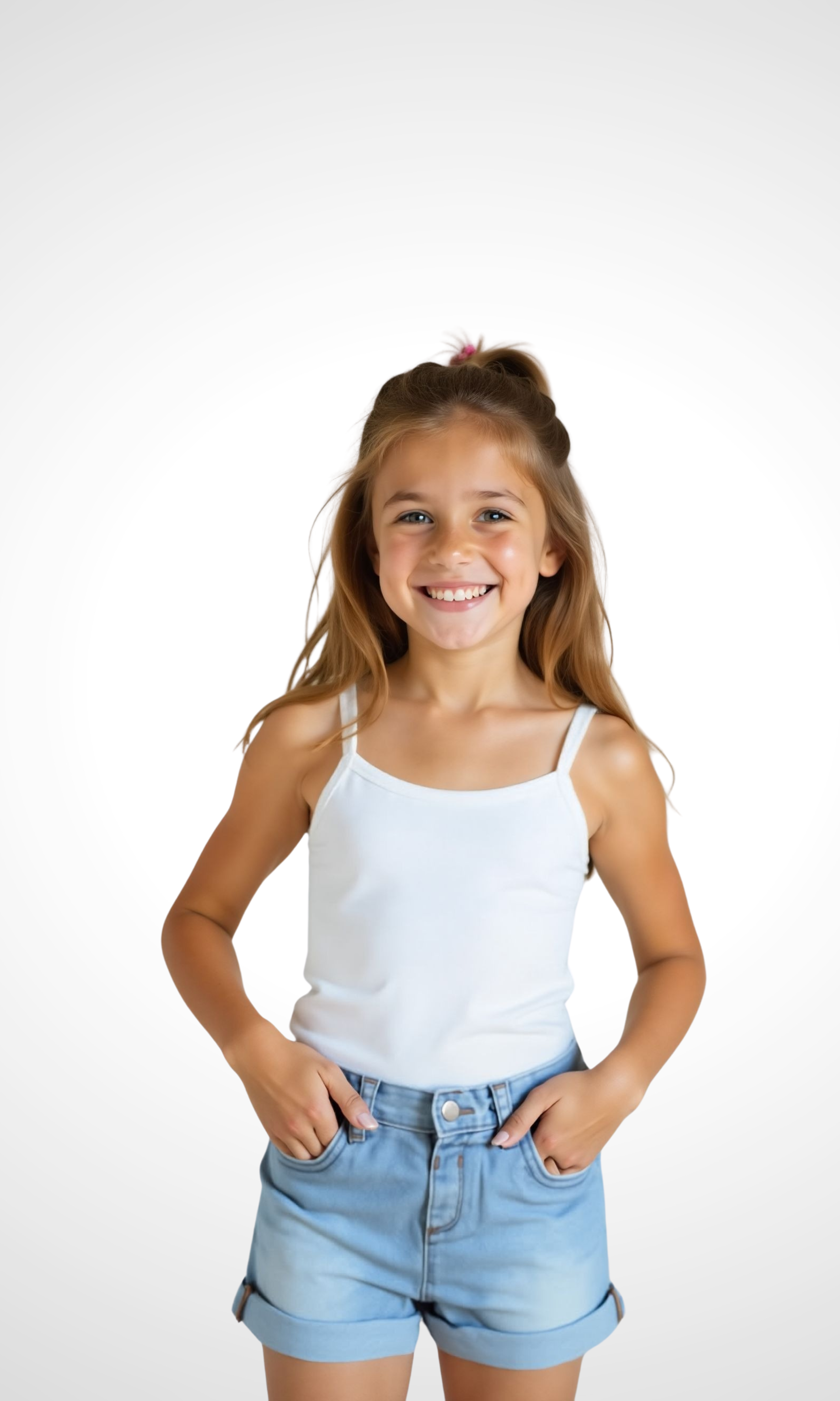 Kids Short Jeans - Elastic Waist (Baby Blue)