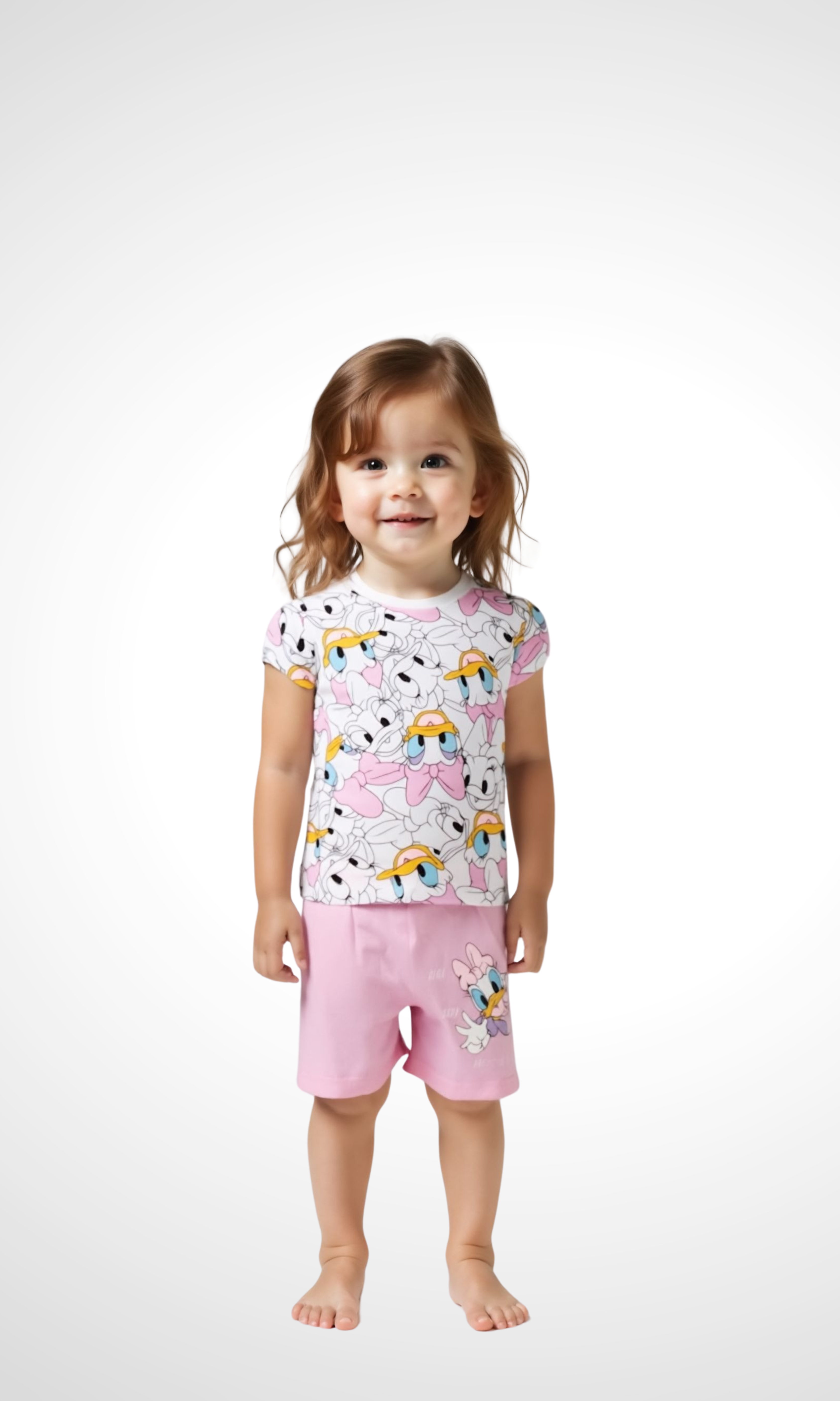 Kids Daisy Shorts Set (White)