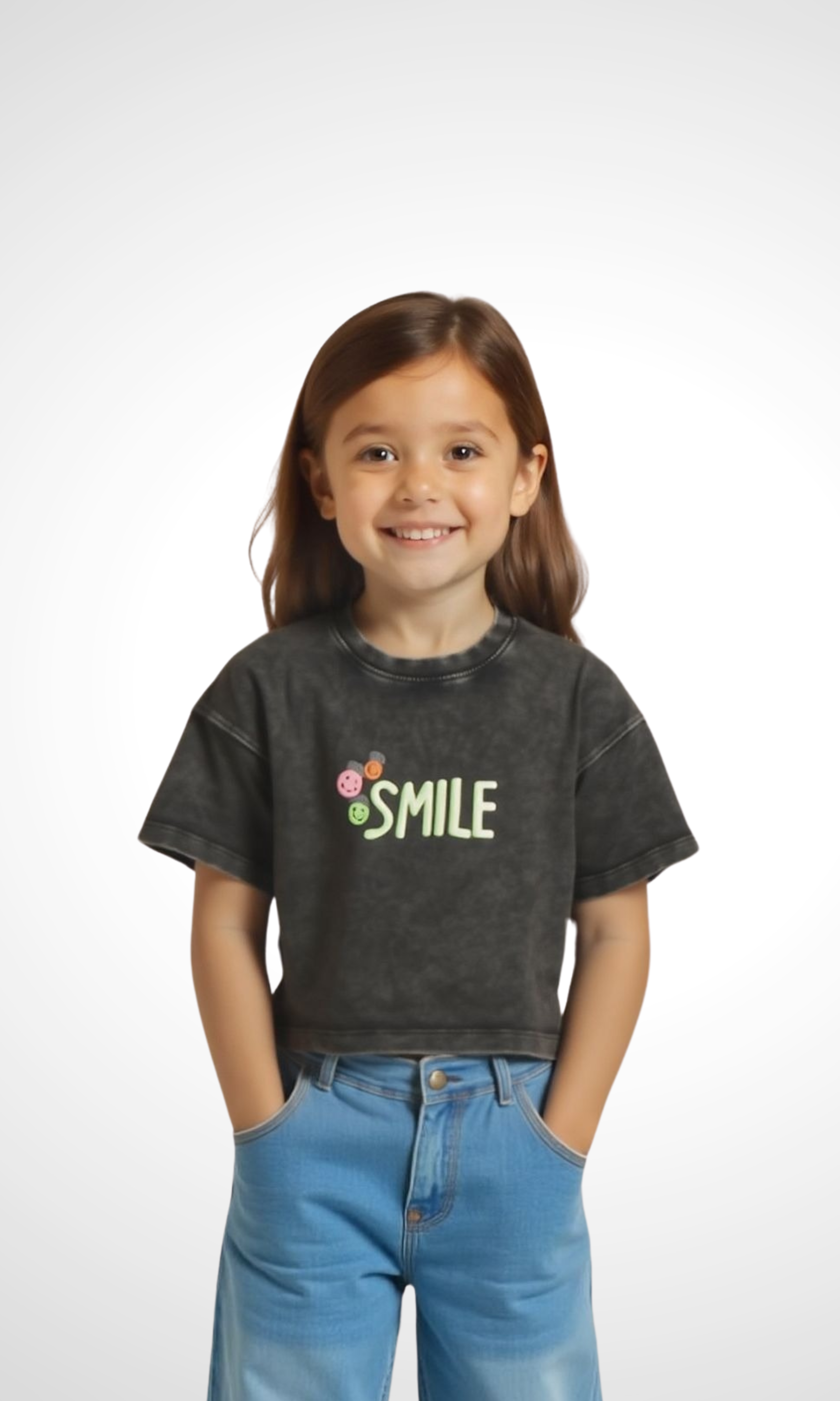 Kids Crew Neck T-Shirt Smile (Pink)