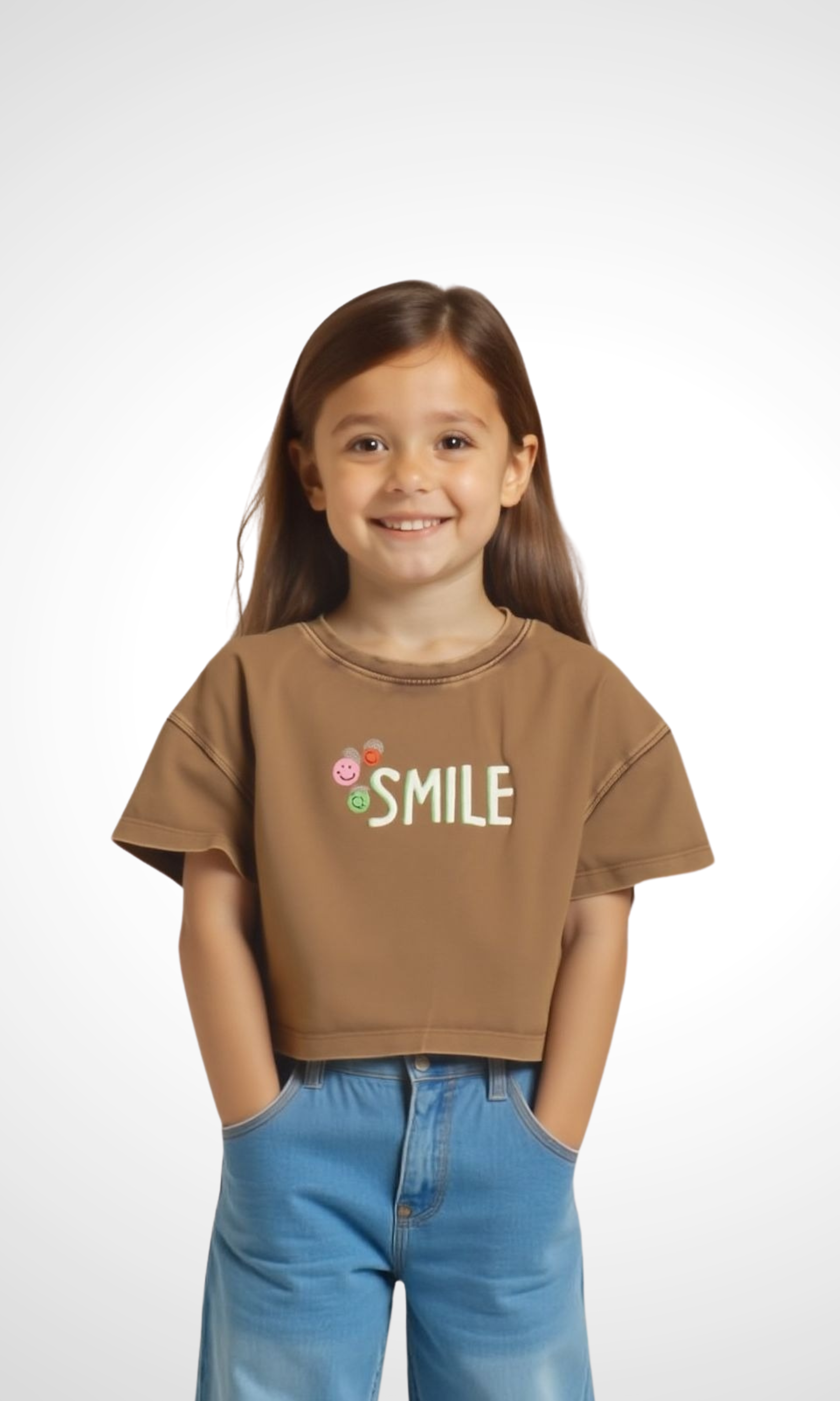 Kids Crew Neck T-Shirt Smile (Pink)